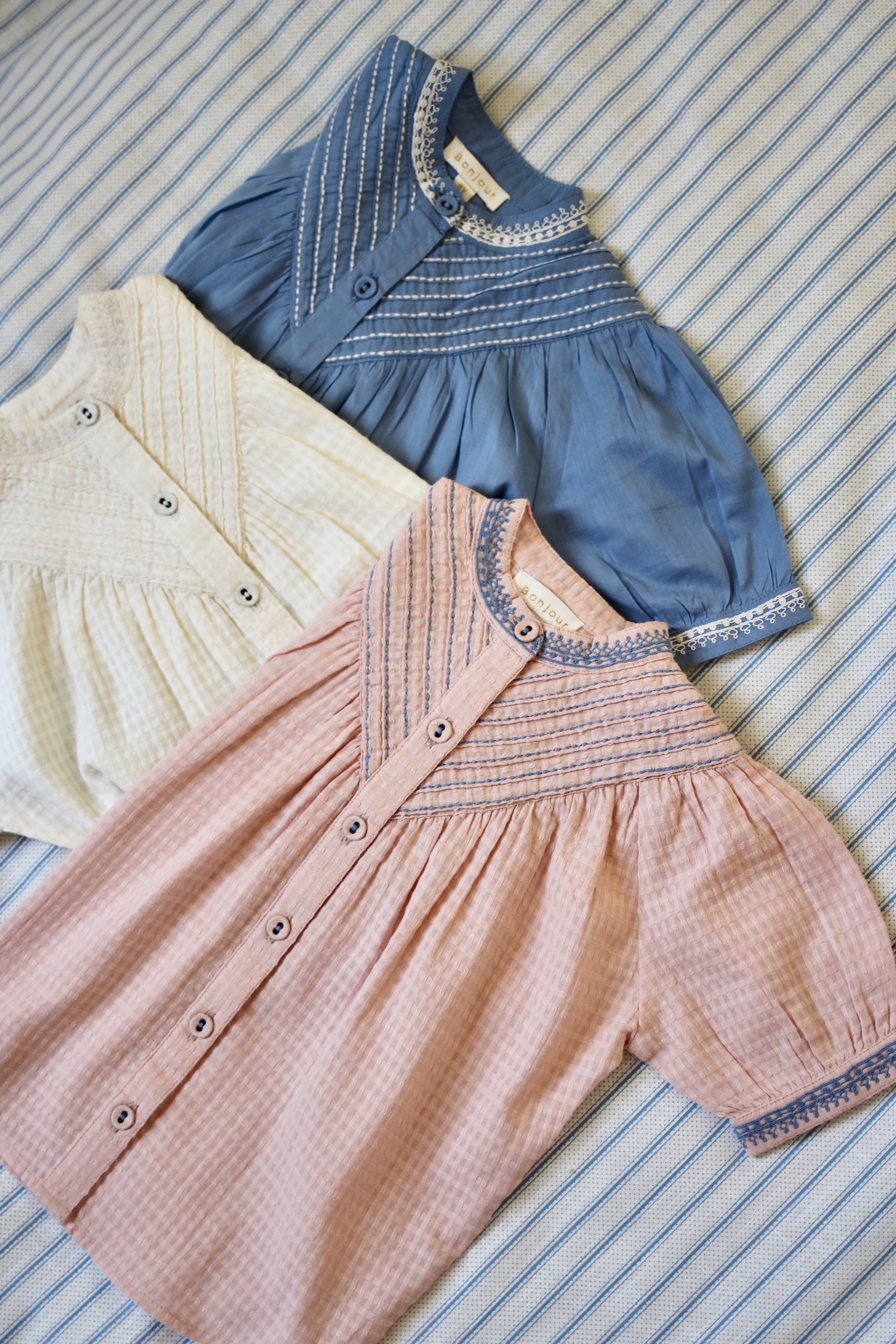 Bonjour Diary ESSENTIAL BLOUSE Light pink organic seersucker voile