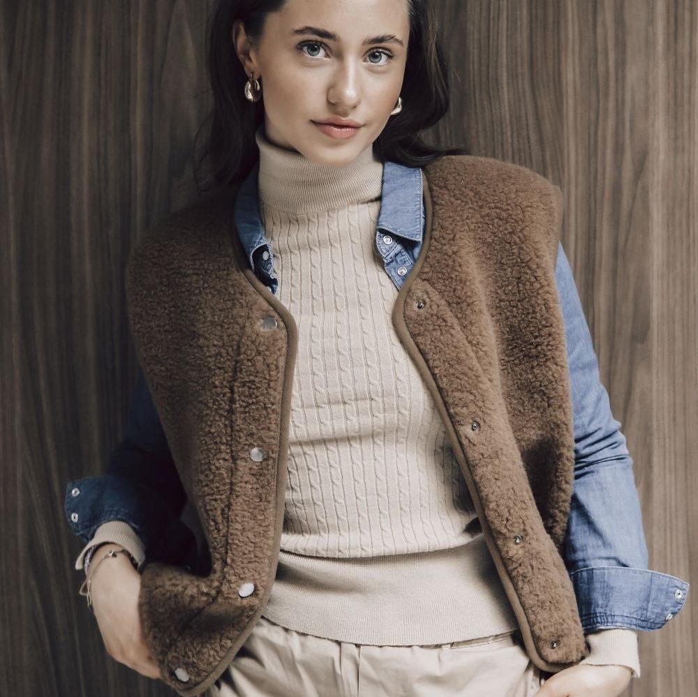 Bodywarmer teddy brown adult