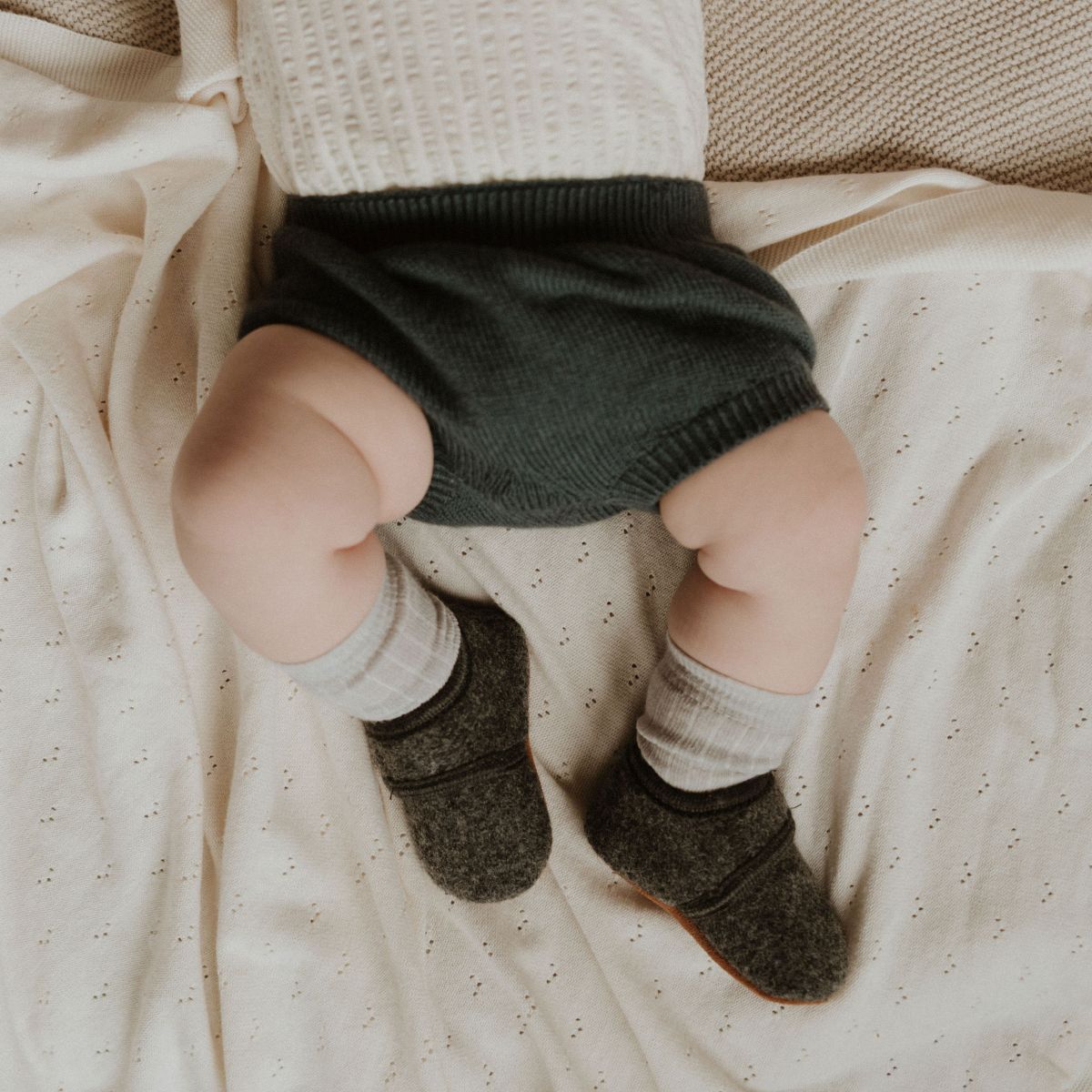 Babyslofjes wool grijs