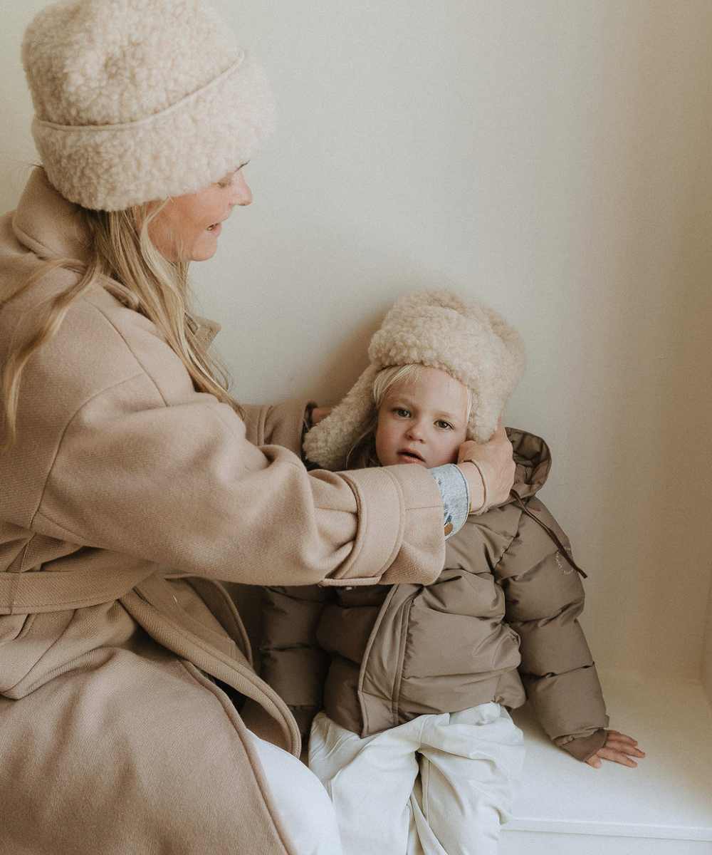 Beanie 100% wol beige volwassene