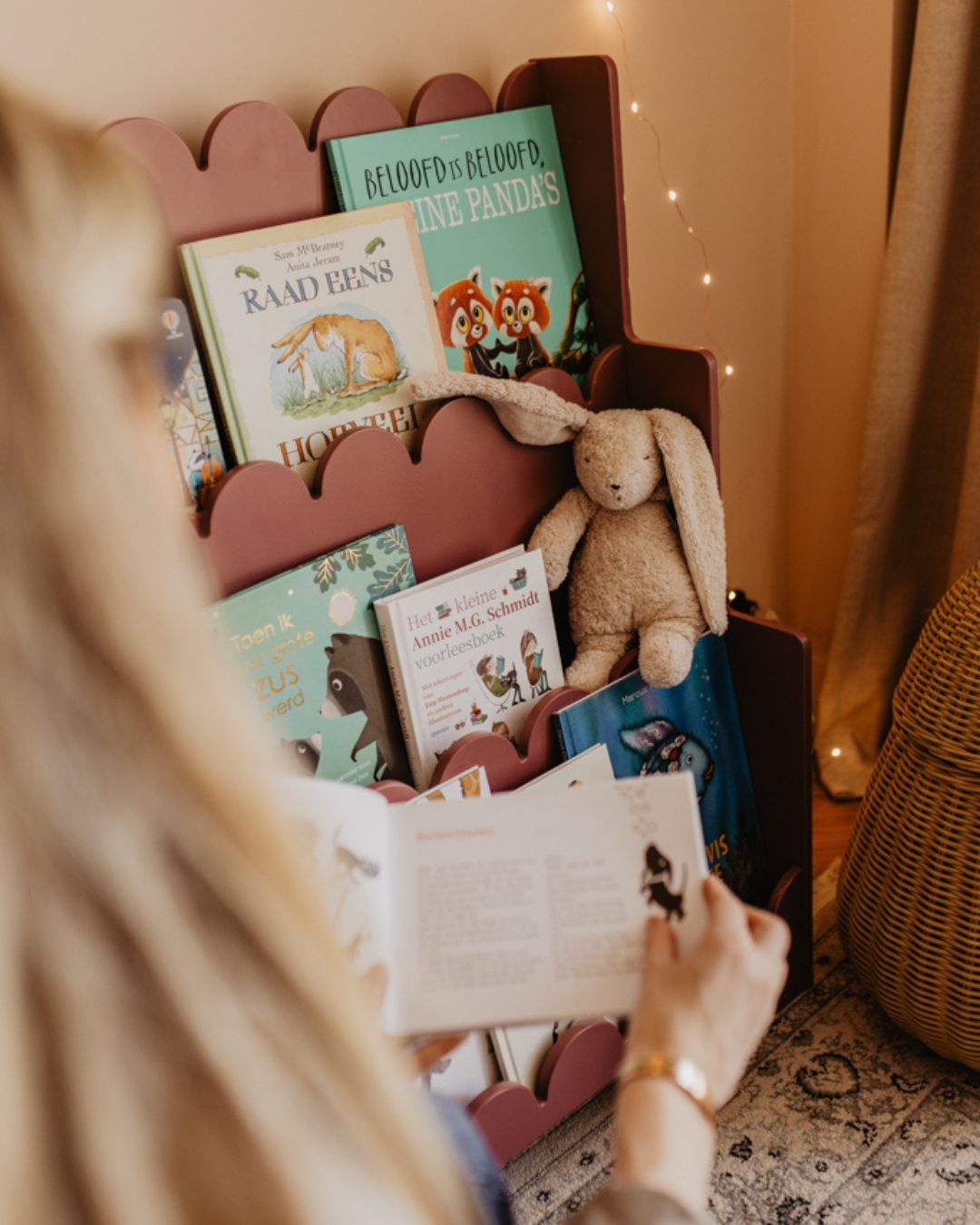 Boekenrek vintage aubergine