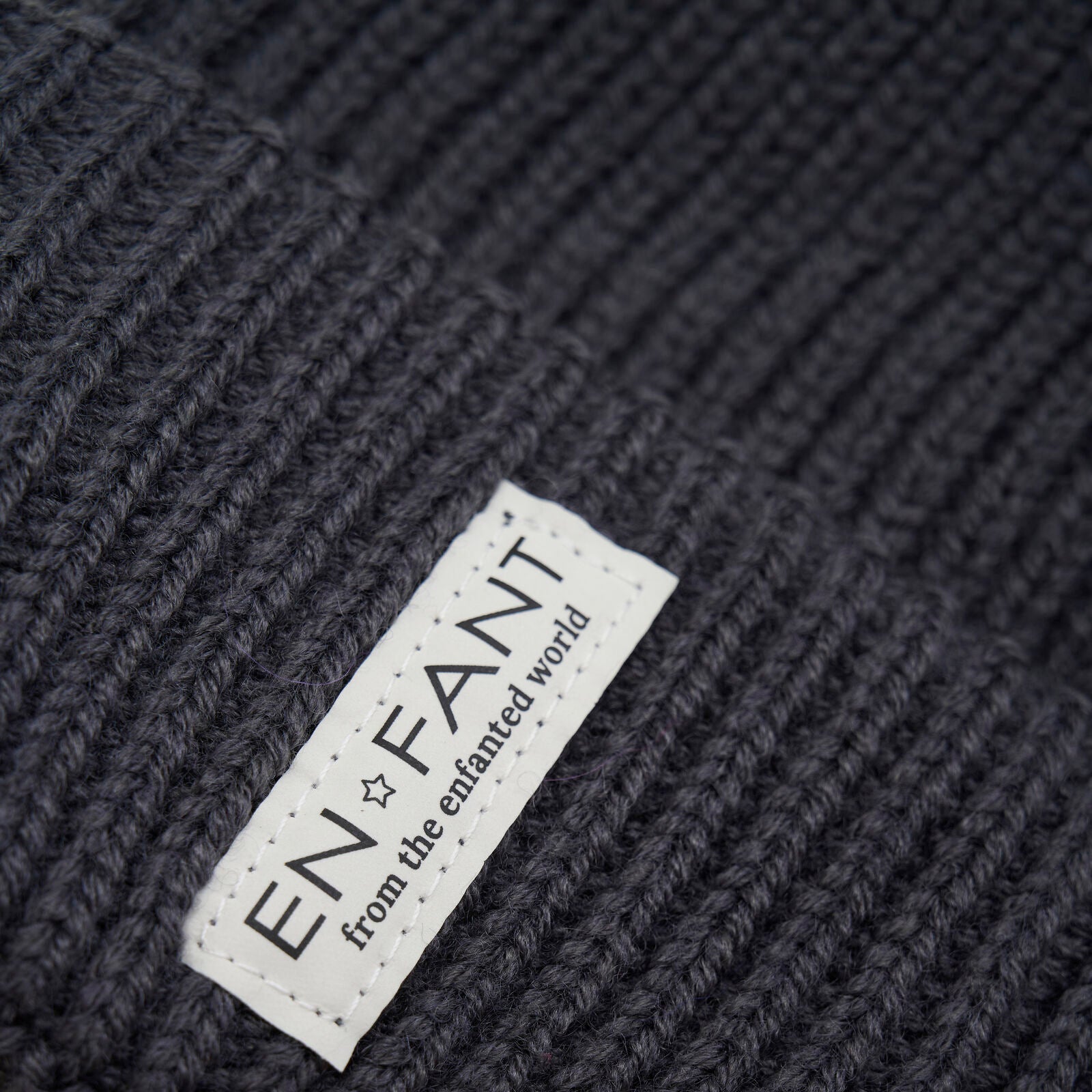 Beanie wol gevoerd ebony grijs enfant