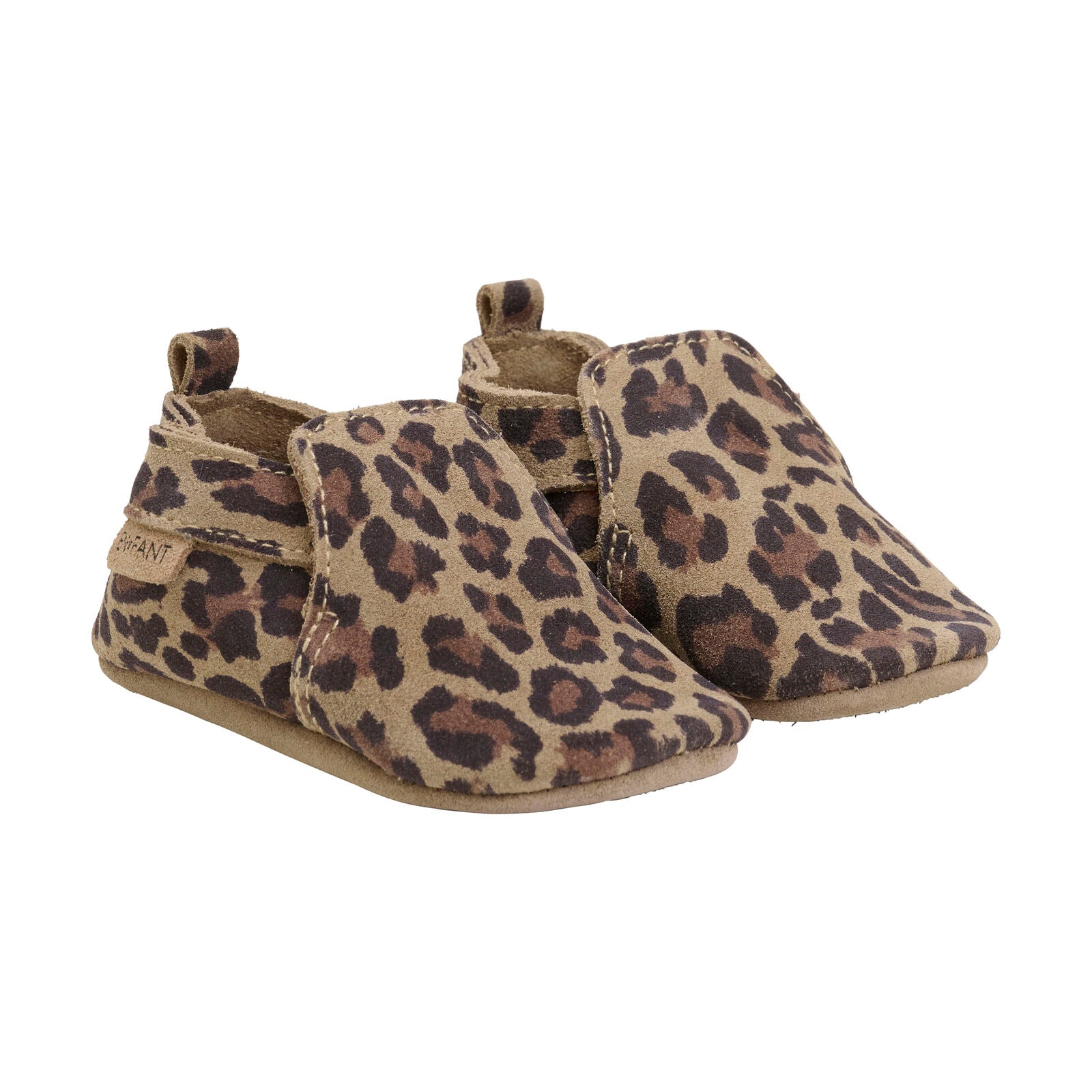 Babyslof suede leopard