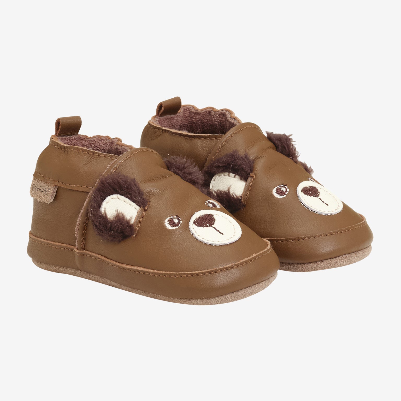 Leren babyslofjes met een beer erop