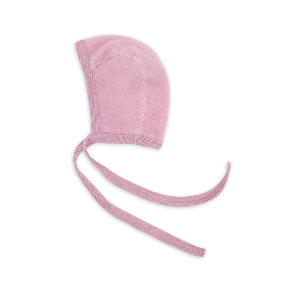 Engel natur Fleece strikmutsje rose