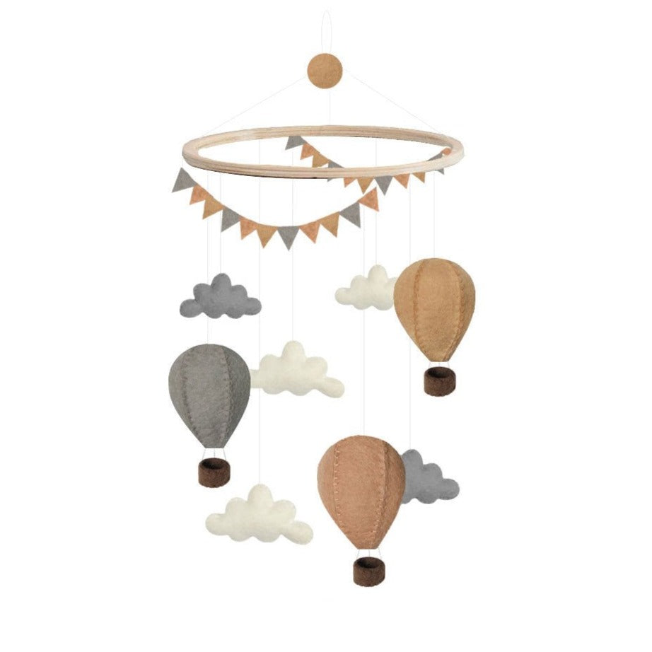Muziek mobiel voor boven de wieg of commode met prachtige luchtballonnen voor baby's.