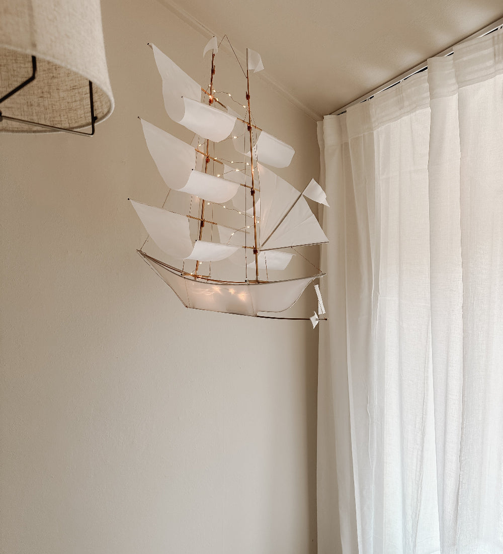 Haptic lap Zeilschip vlieger wit slaapkamer