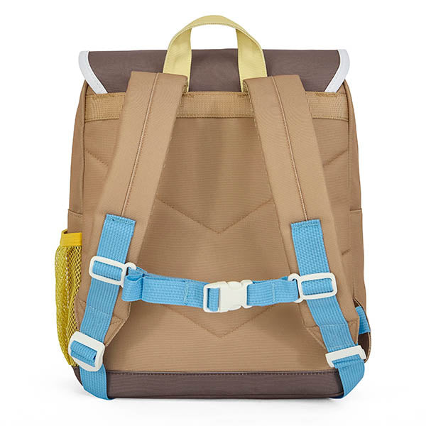 Rugzak in bruin gele kleur voor kinderen achterkant