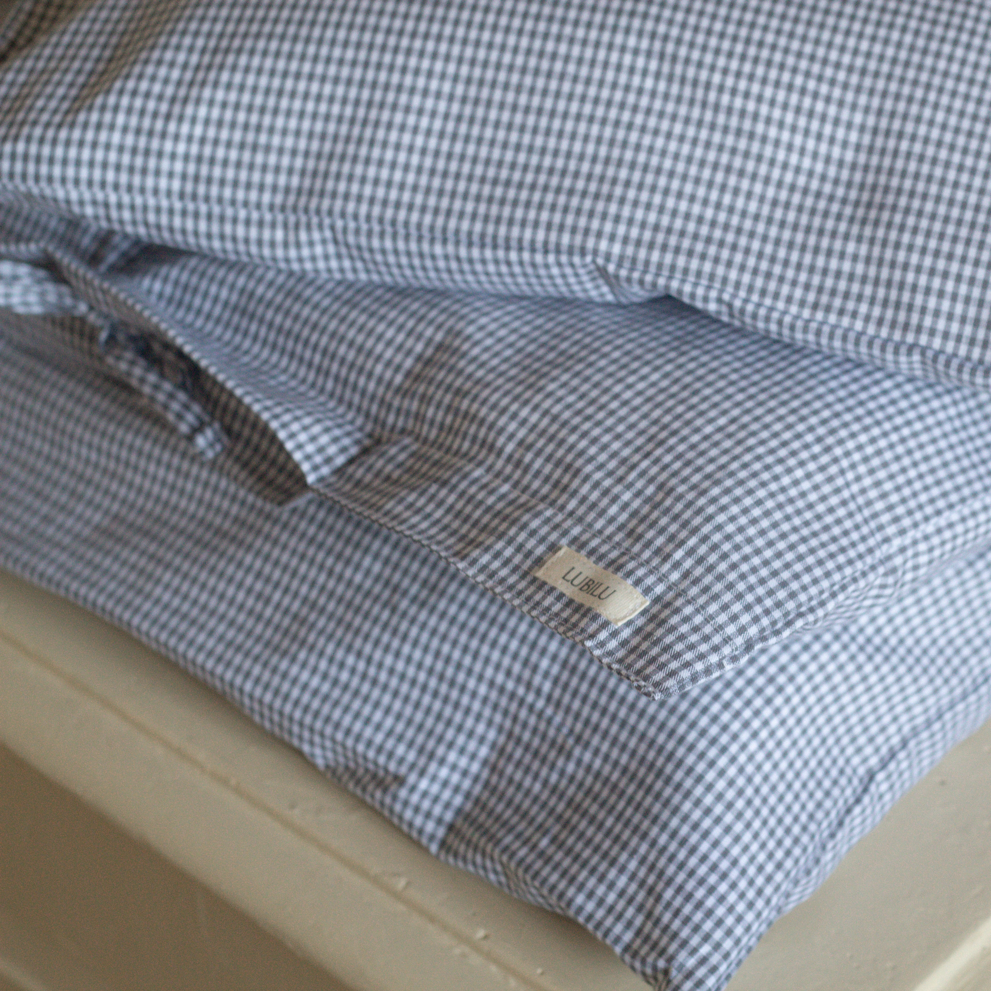 Junior bedset grijs ruitjes