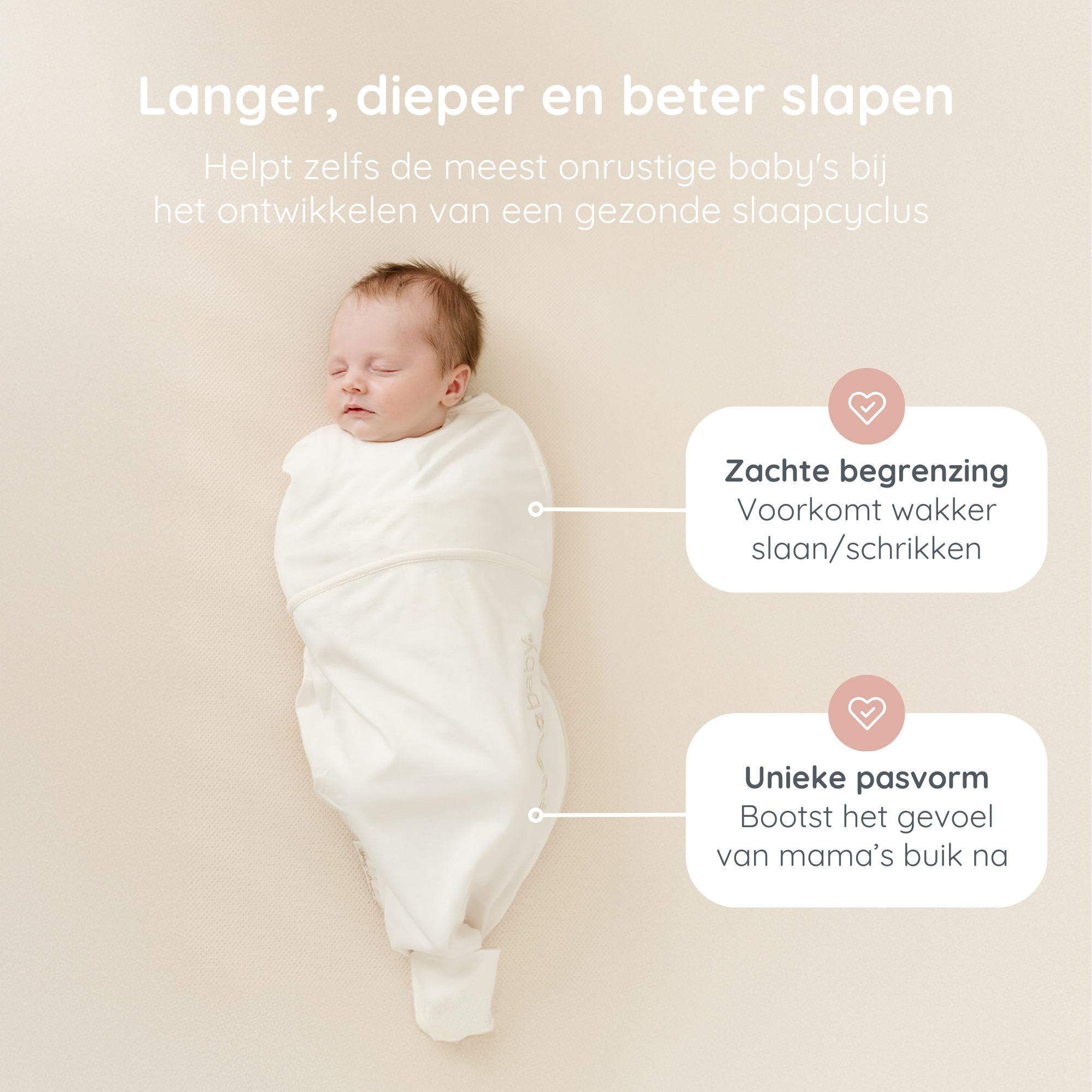 Baby met Inbakerslaapzak Piep 0-3M Pure aan