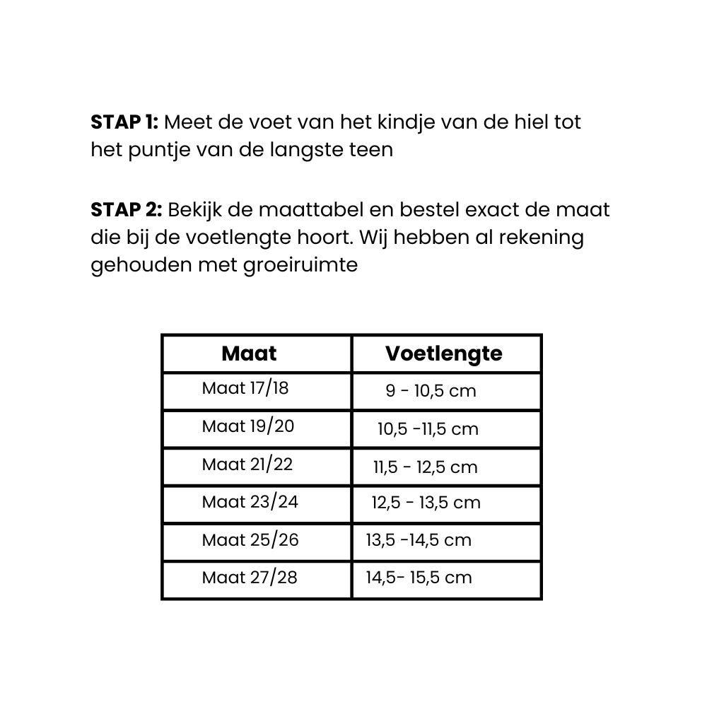 Maattabel Babyslofjes wool grijs melange