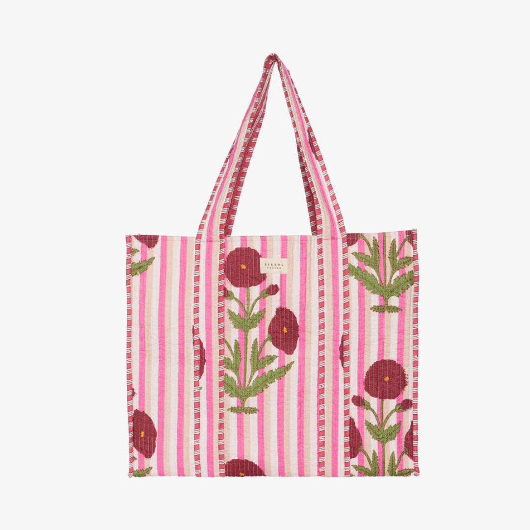 Pricilla Organic Cotton Bag Poppy Rose witte achtergrond.