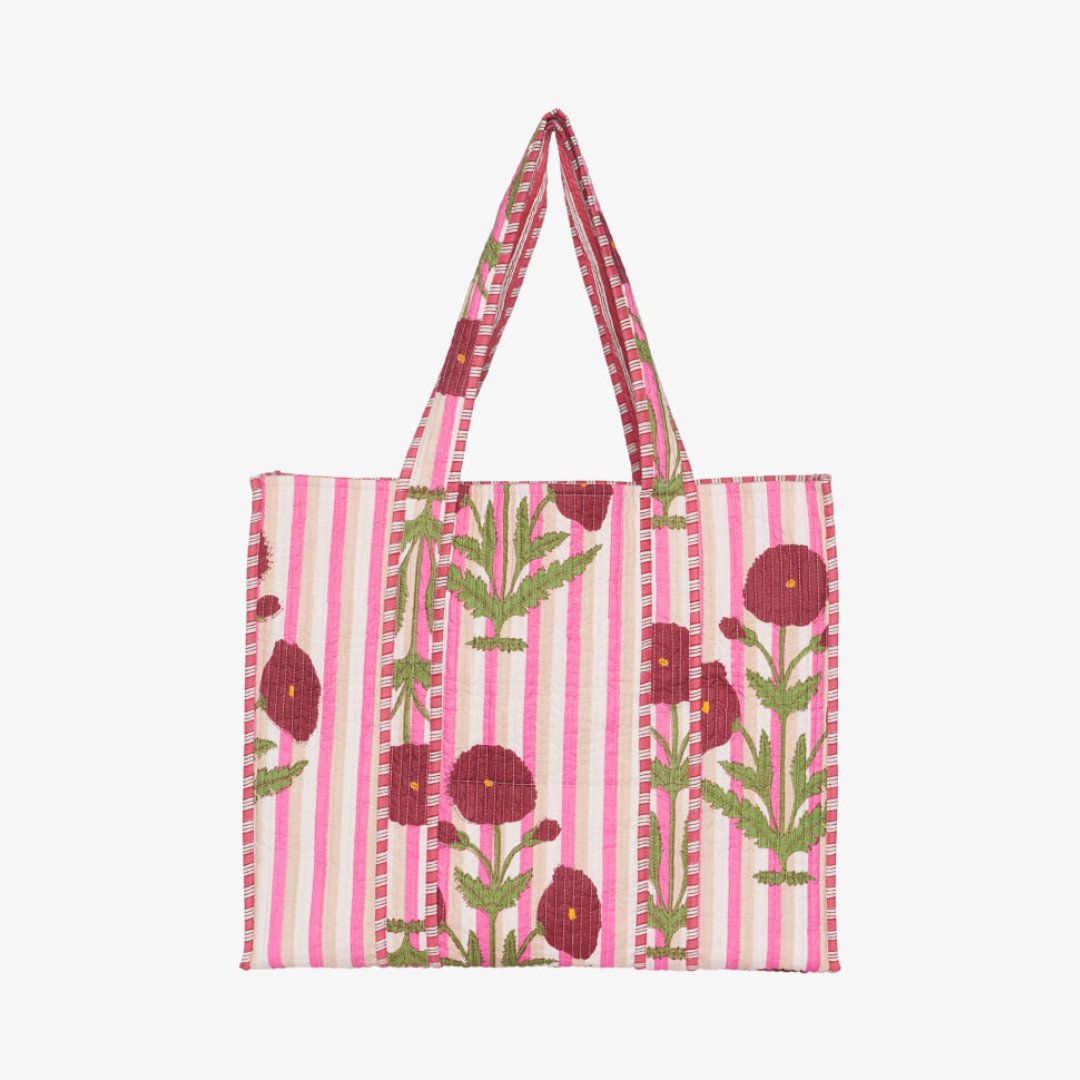 Pricilla Organic Cotton Bag Poppy Rose witte achtergrond.