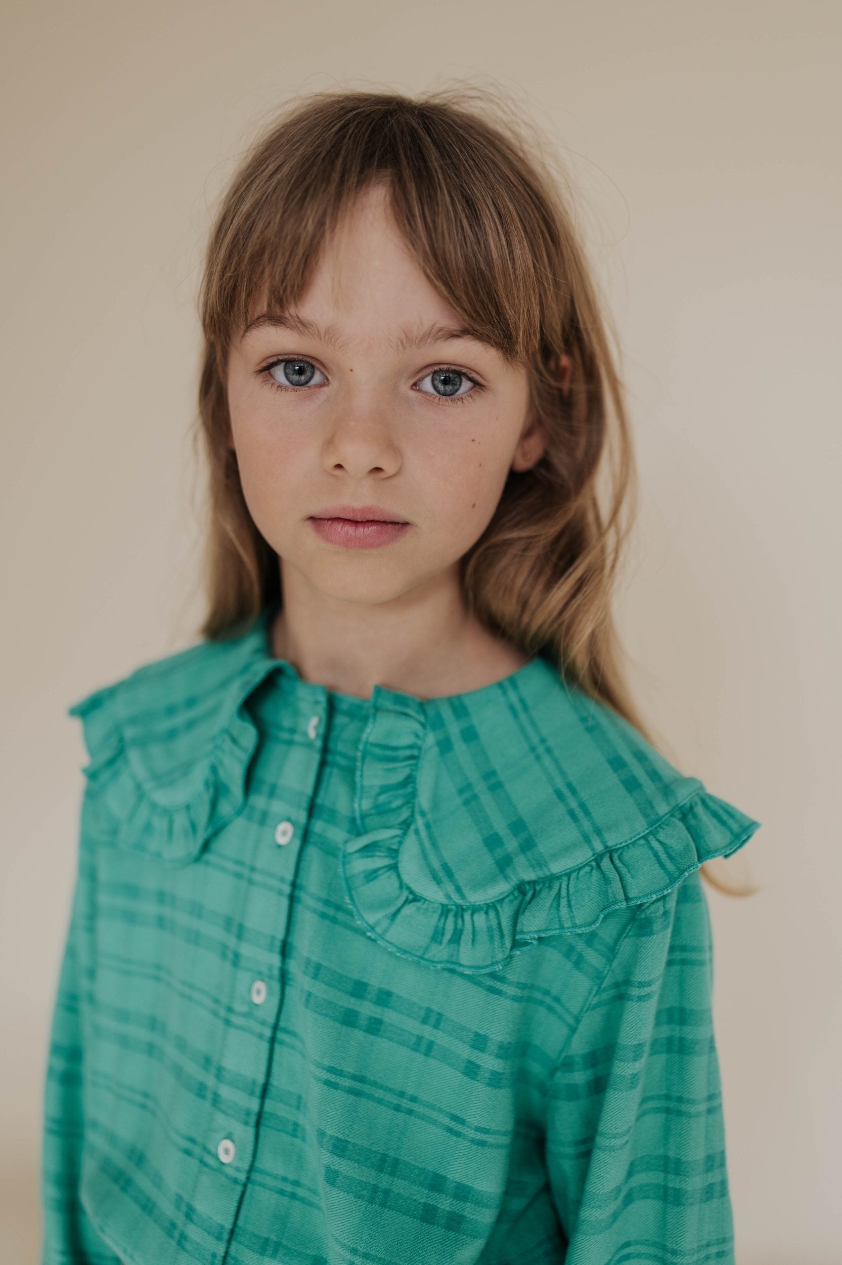 Repose Collar blouse magic green check