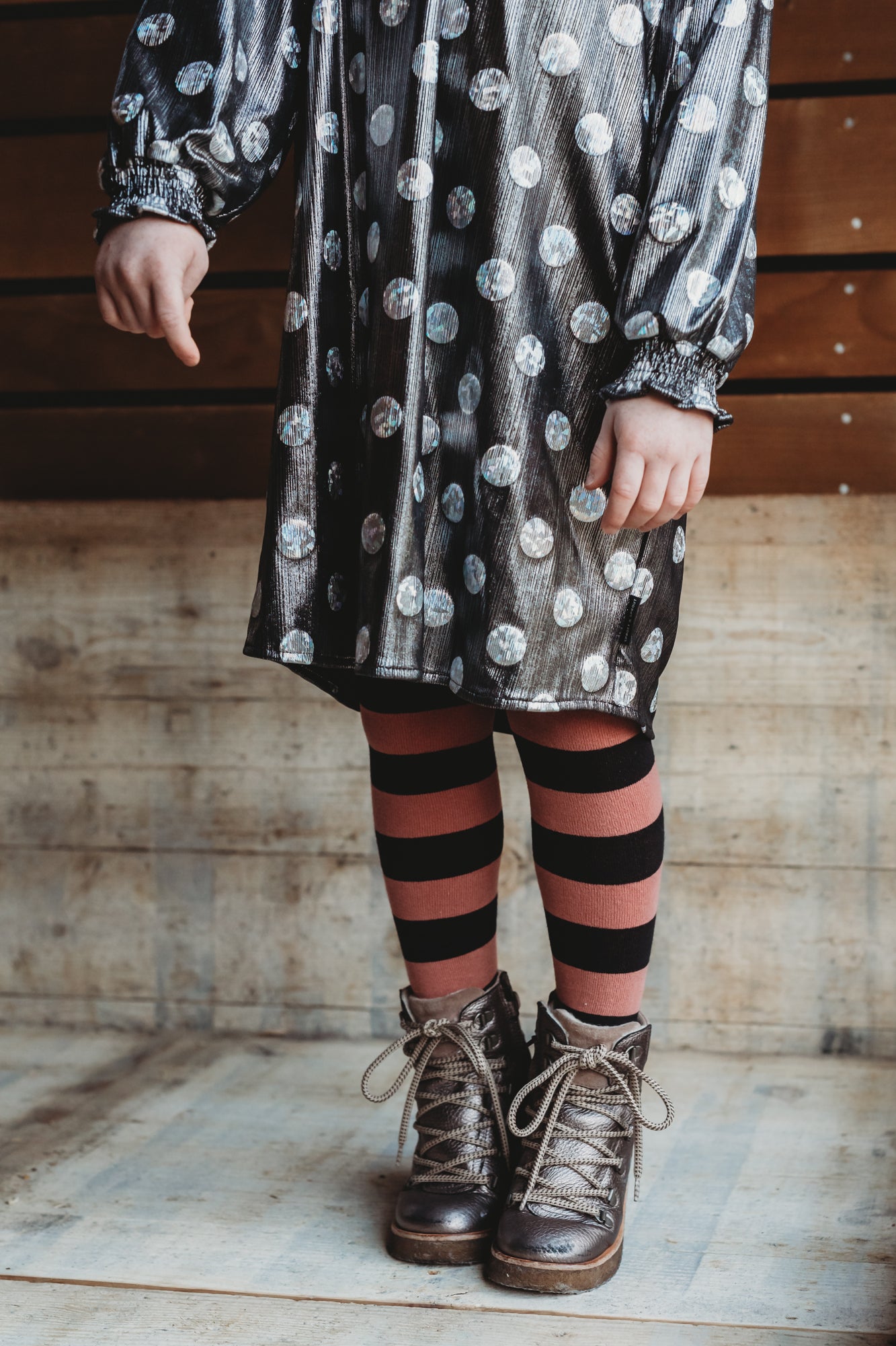 Sproet & Sprout Dress ruffle collar metallic dots