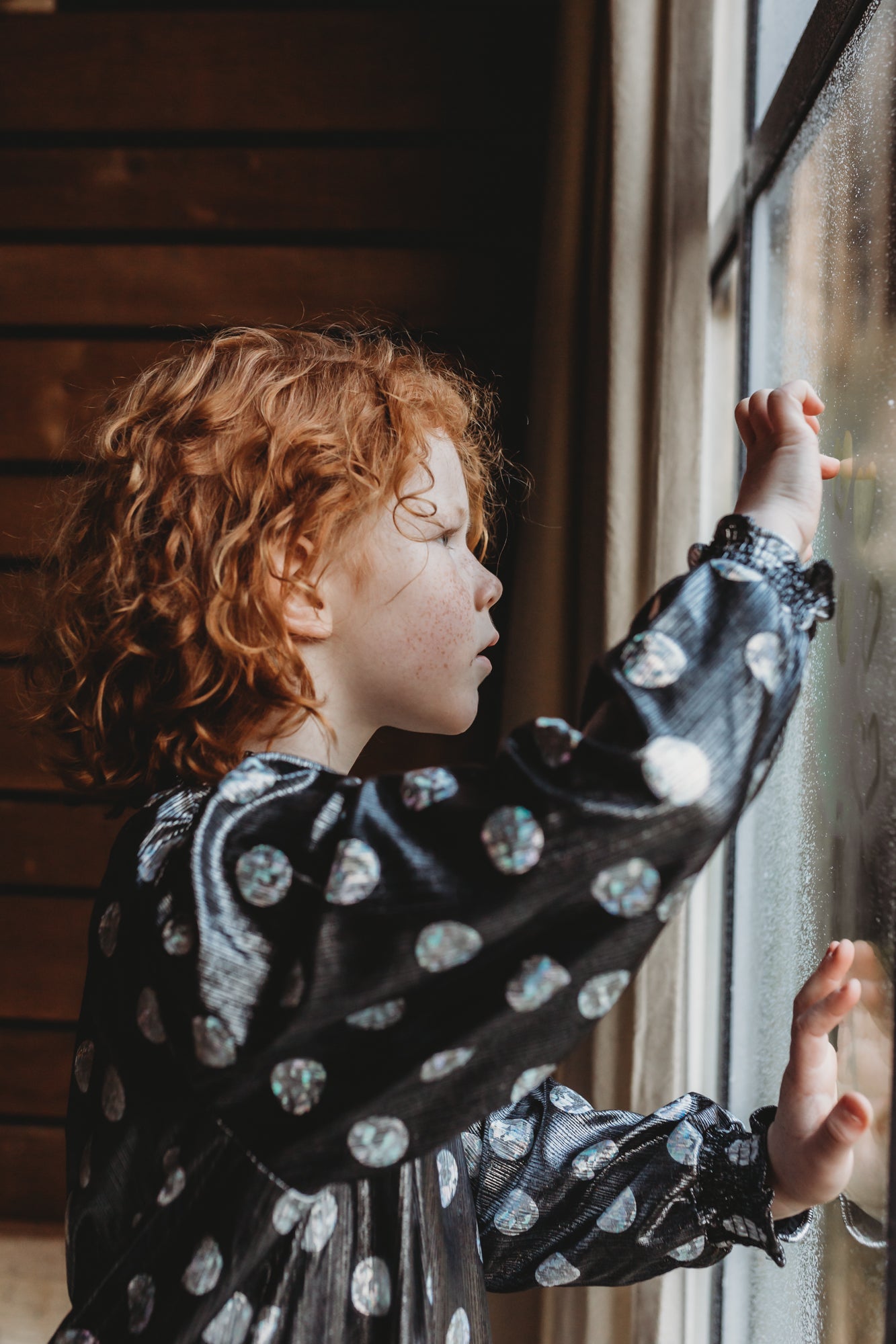 Sproet & Sprout Dress ruffle collar metallic dots