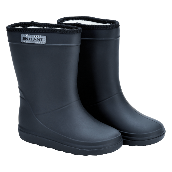 De thermoboots zijn gevoerd met wol aan de binnenzijde. De regenlaarzen zijn van ENFANT en donkerblauw van kleur voorzijde.
