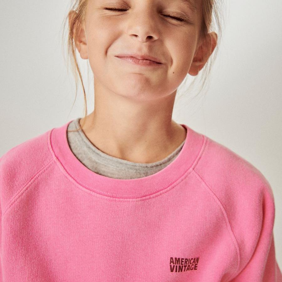 Trui rose fluo American vintage zoom in 2.