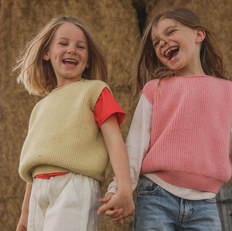 Vest kids light yellow hvid