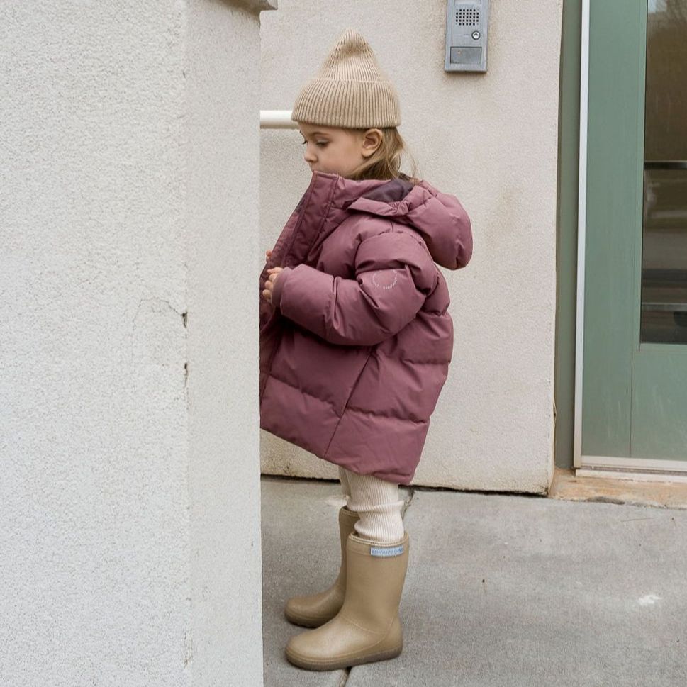 Winterjas rose taupe enfant