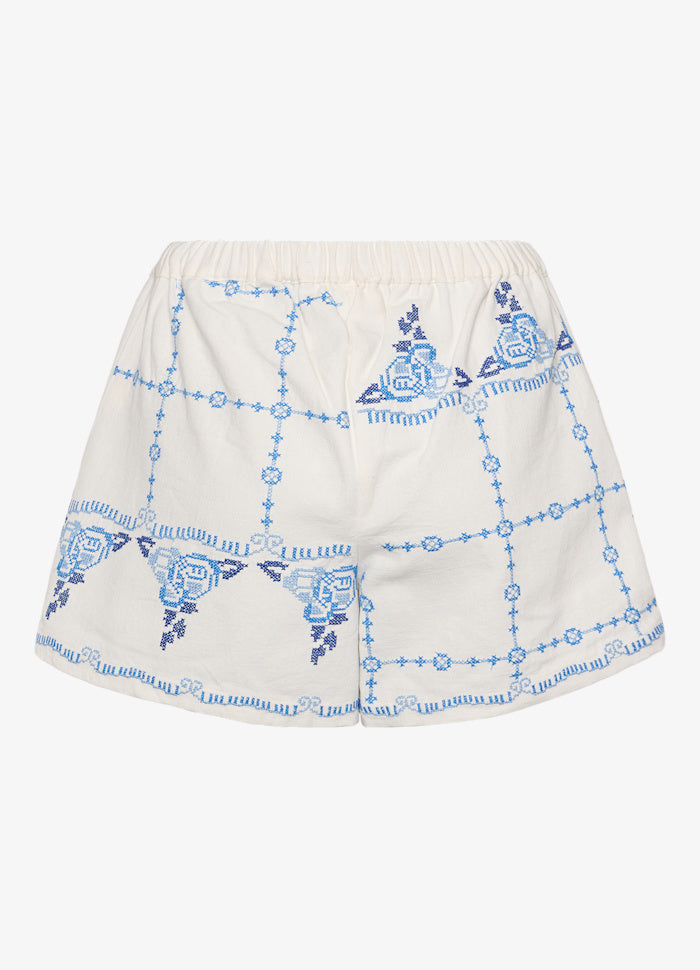 PRE-ORDER Myra Shorts Ecru Blue