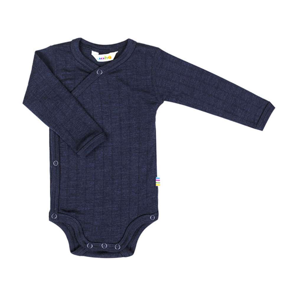 Wikkelromper wol/zijde navy