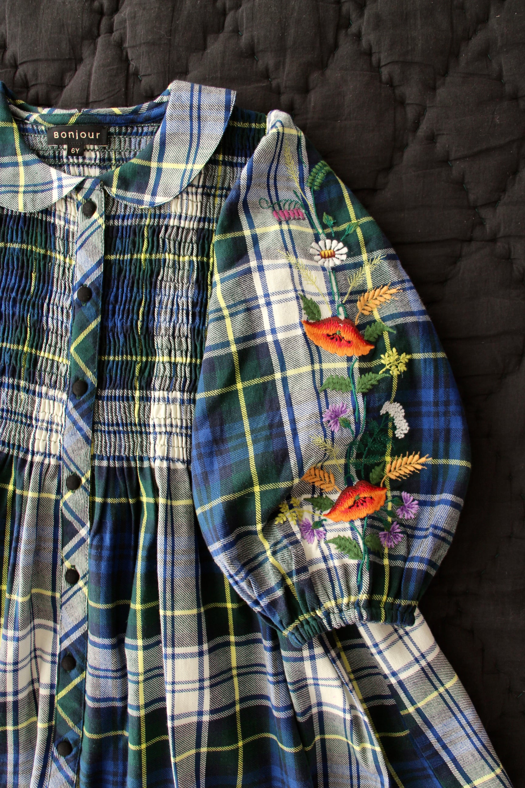 Bonjour Diary Tunique blouse Dark green check