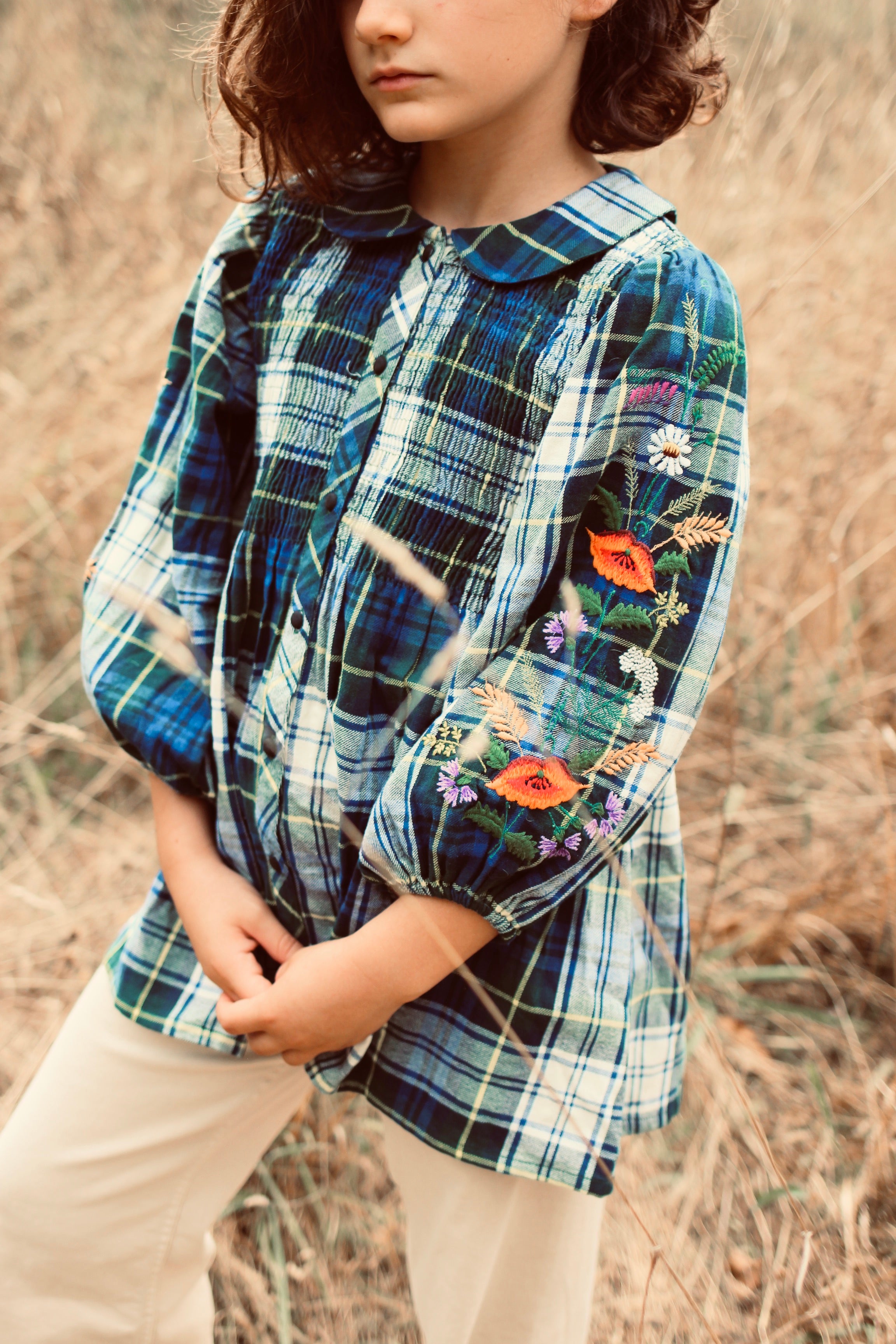 Bonjour Diary Tunique blouse Dark green check