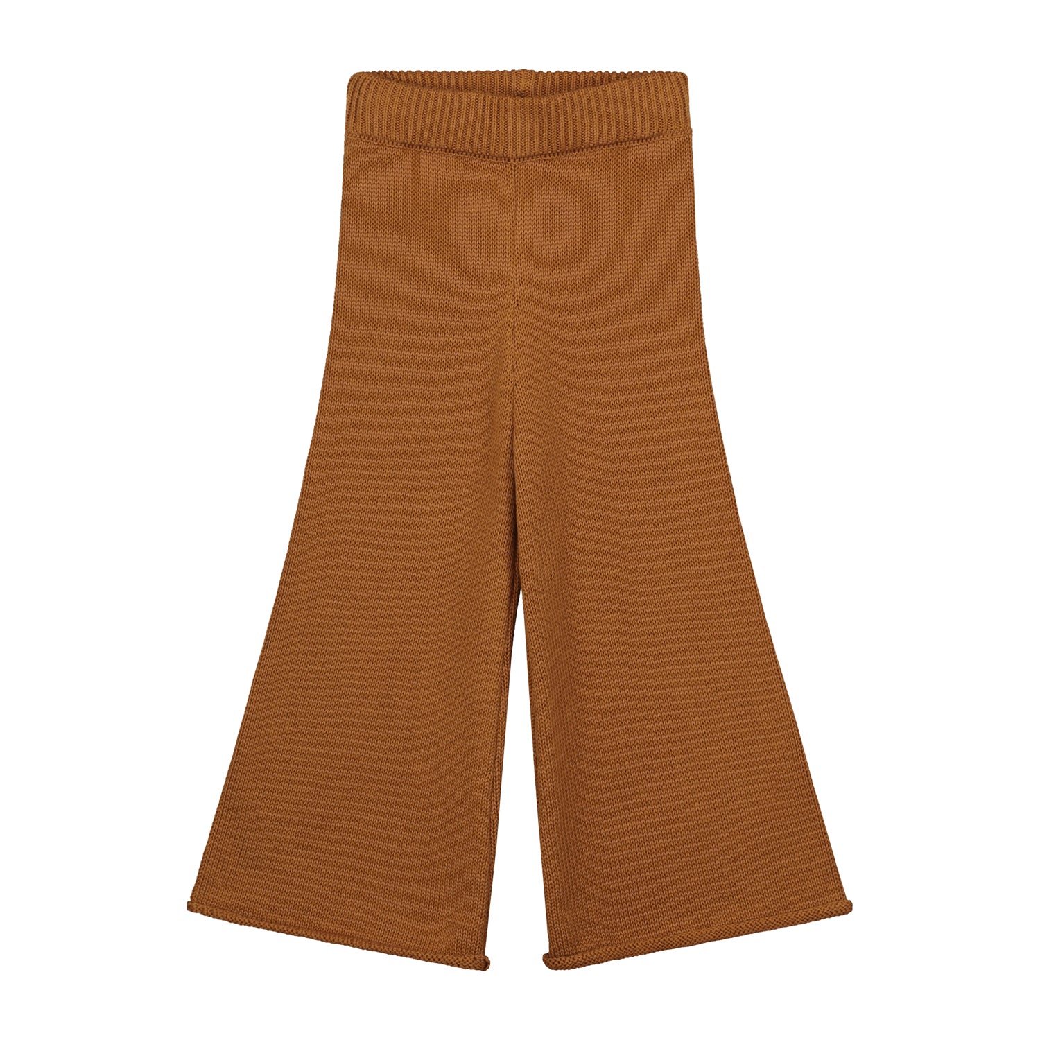 Gebreide broek met bretels voor kinderen in de kleur donkerbruin van Yuki.