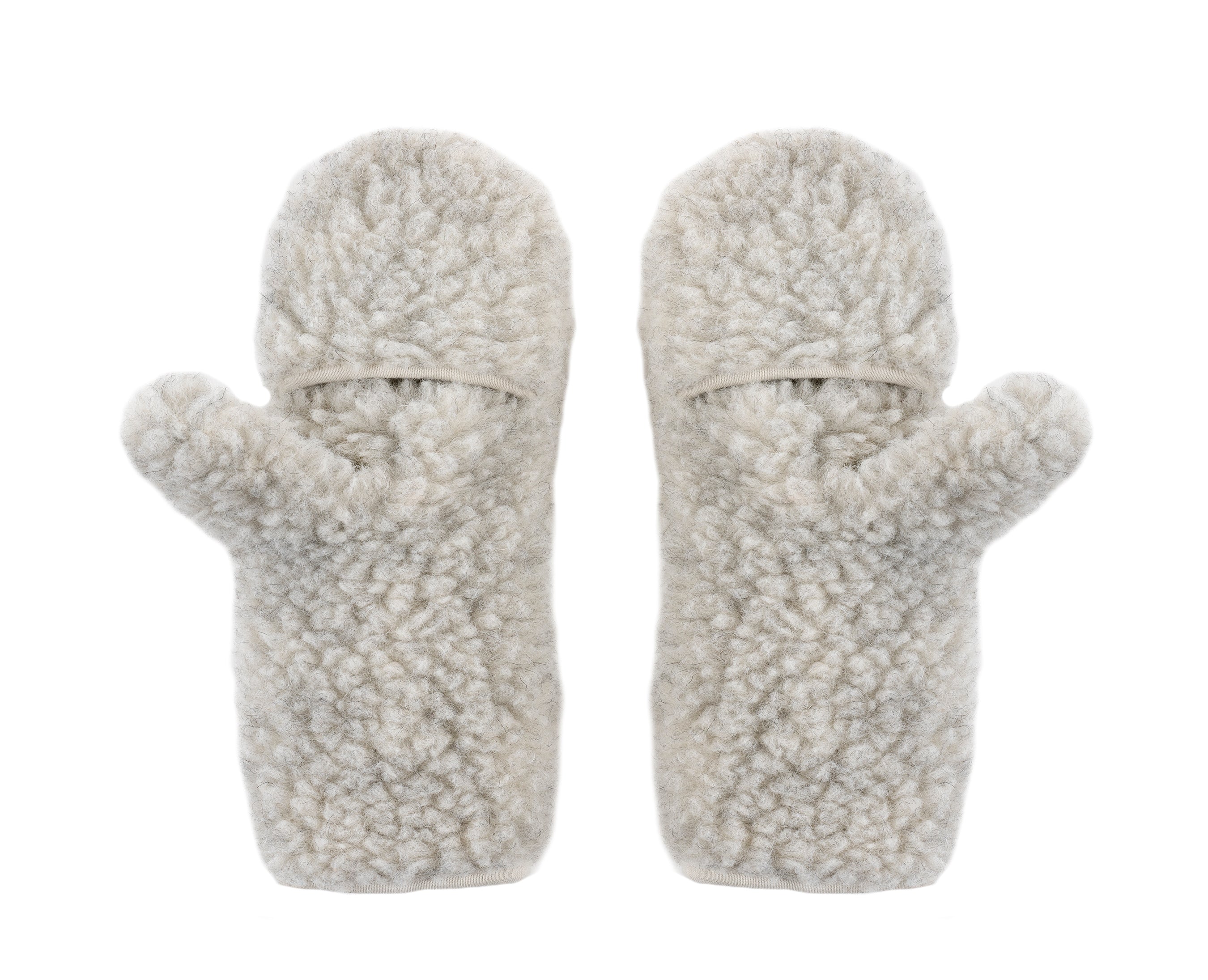 Warme grijze handschoenen voor dames gemaakt van schapenwol van Binibamba