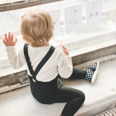 Maillot met bretels en voetjes zwart - Charly's