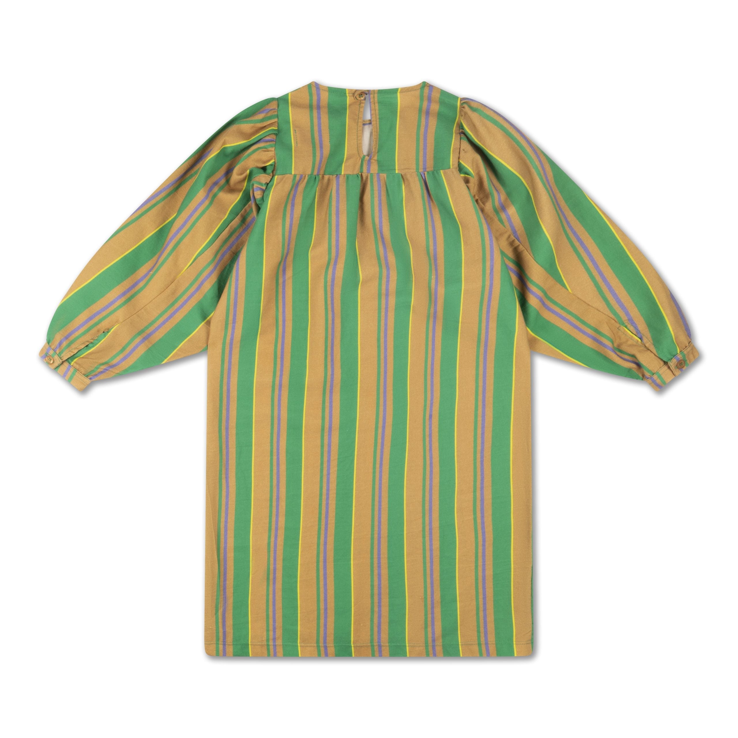 Repose Balloon dress magic green sand stripe