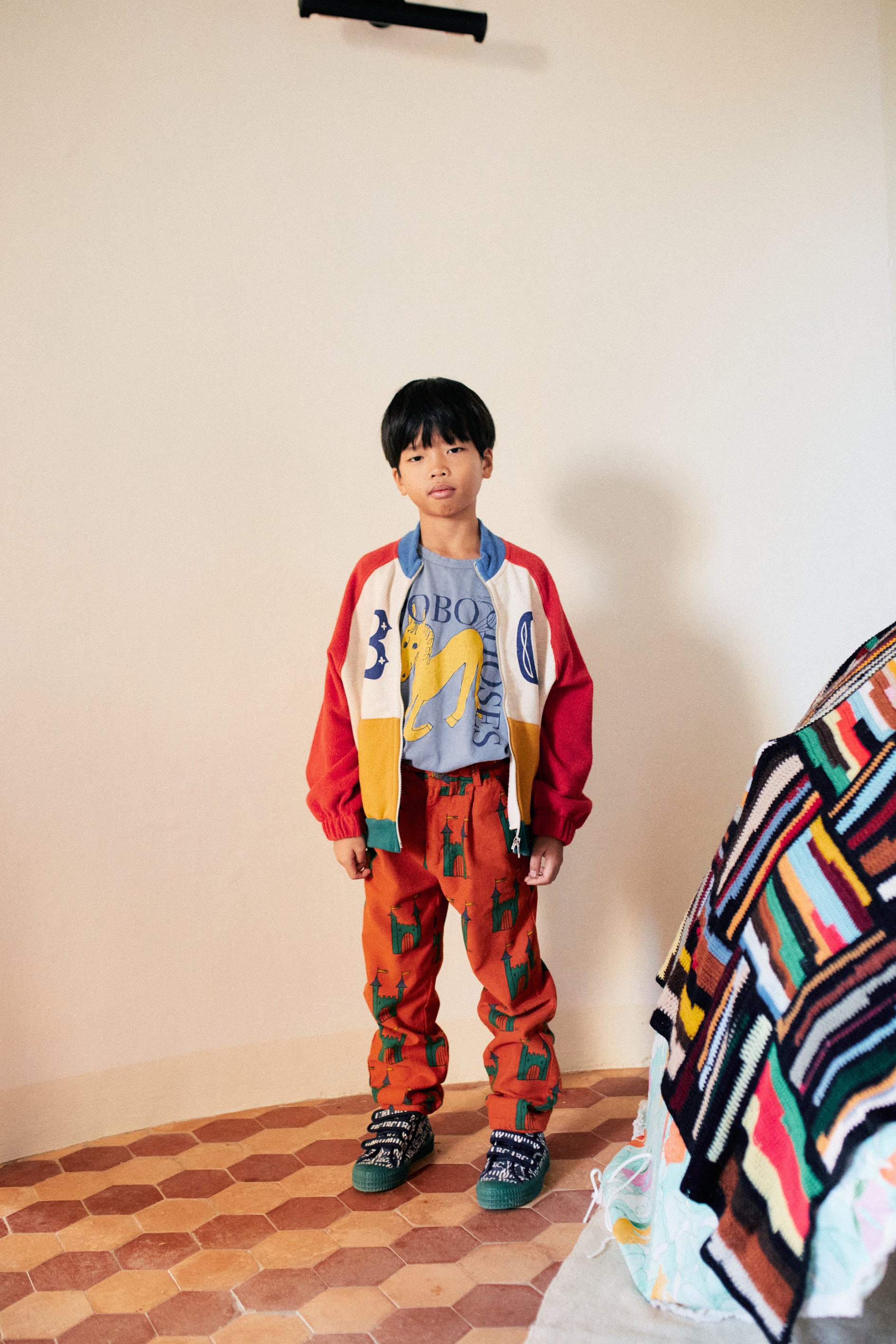 Bobo Choses B.C vintage color block zipped sweatshirt