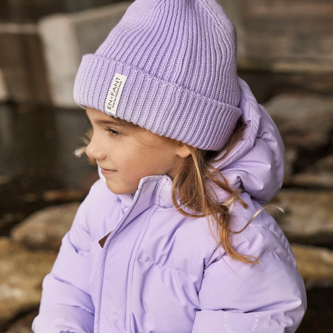 Beanie wol gevoerd lavender enfant