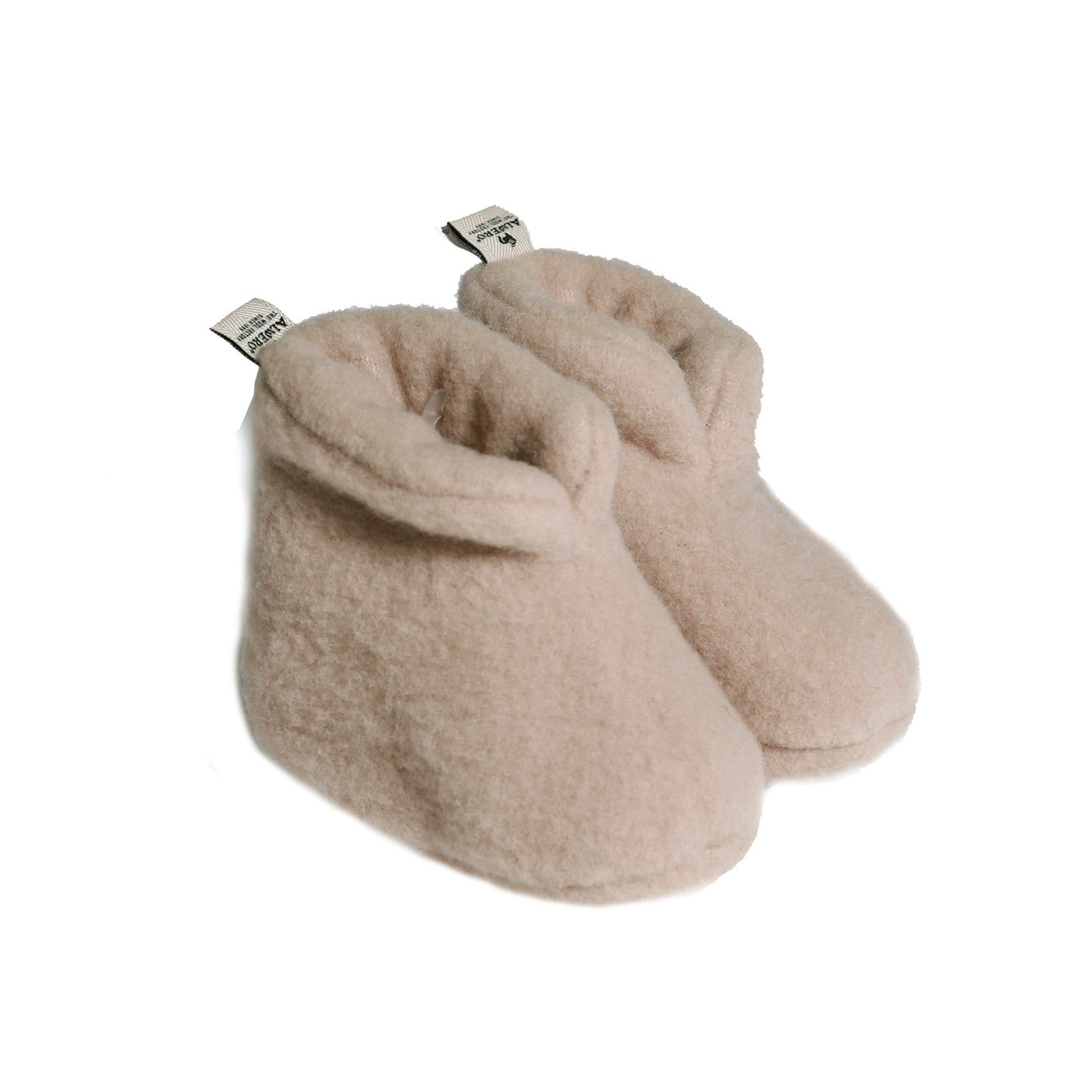 Babyslofjes Newborn Merinowol Alwero witte achtergrond.