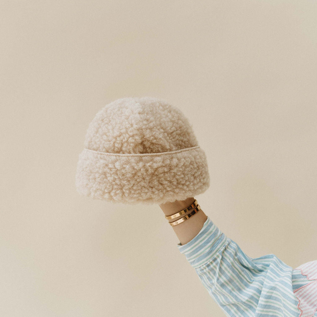 Beanie 100% wol beige volwassene