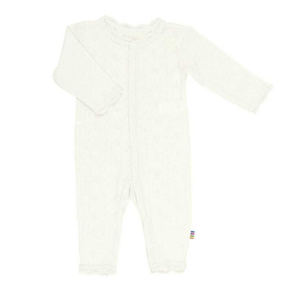 Joha Jumpsuit naturel pointelle Joha voorzijde.