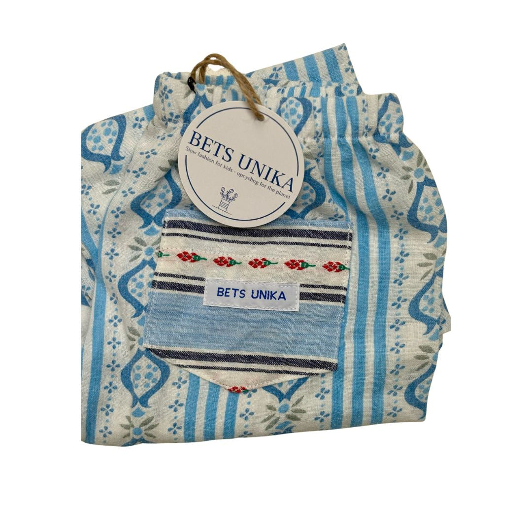 Vintage textiel broek blauw