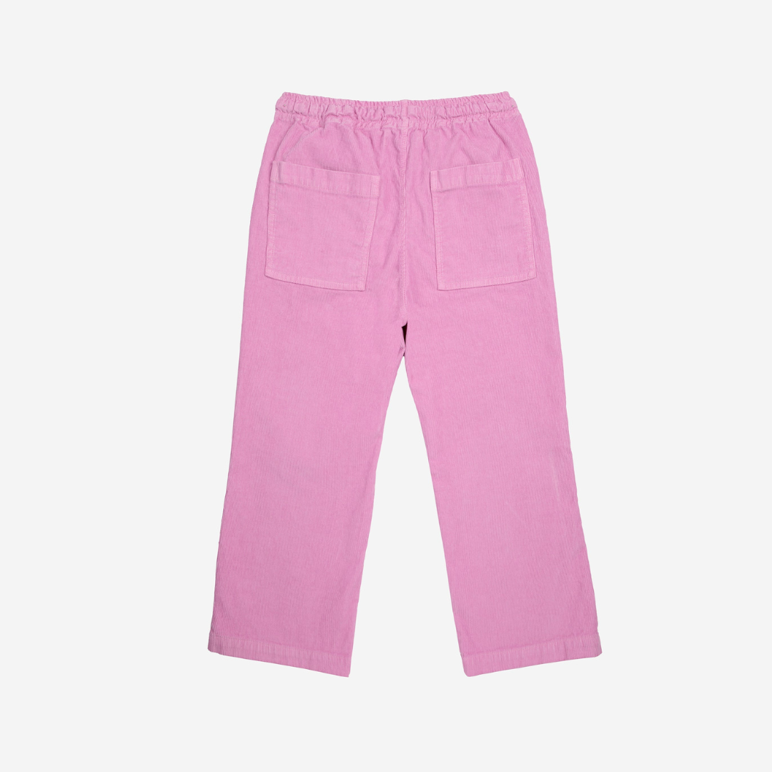 Bobo Choses pink corduroy straight pants achterzijde.