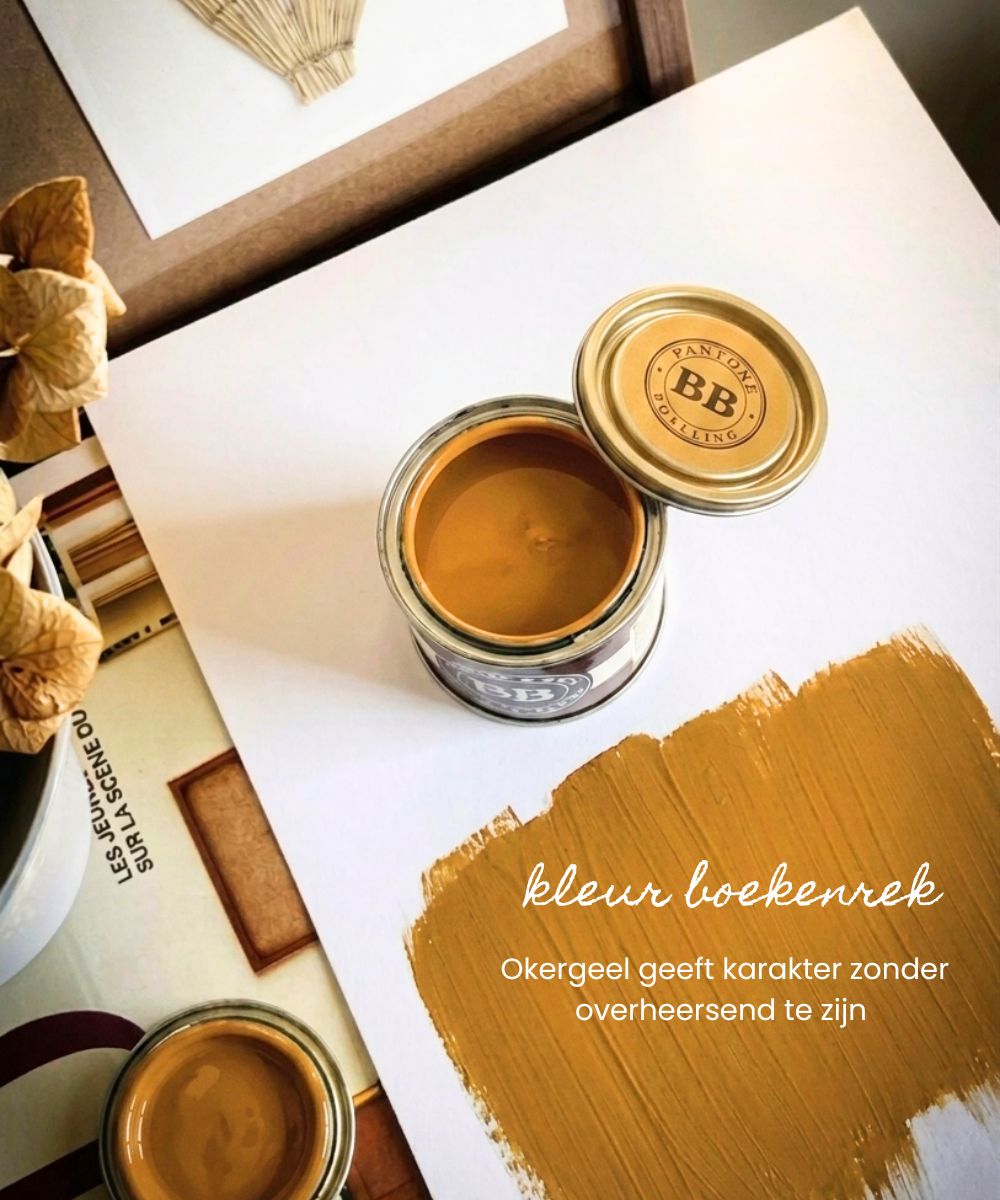 Boekenrek vintage okergeel