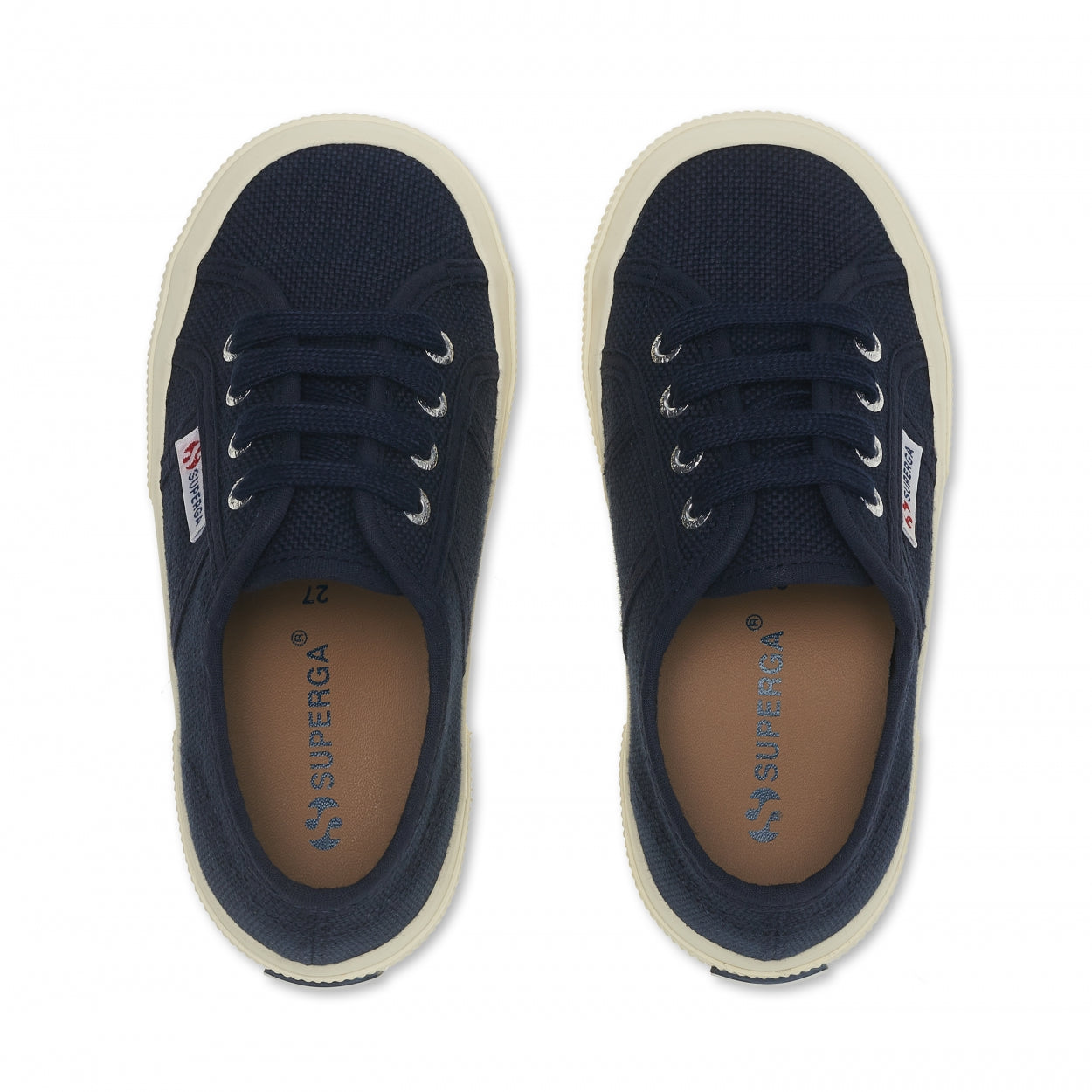 Classic blue navy Superga bovenkant.