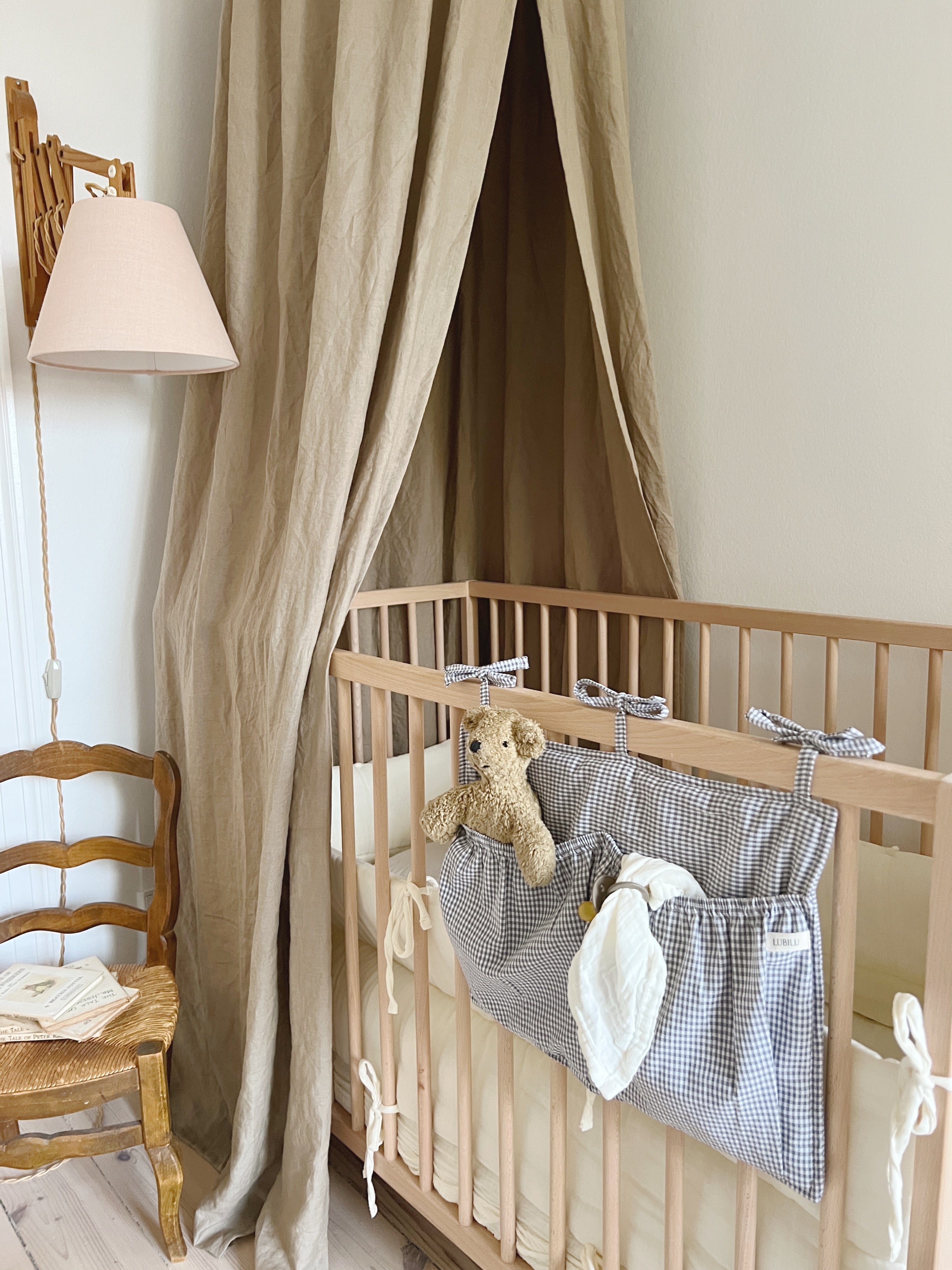 Bedpocket grijs rijtjes