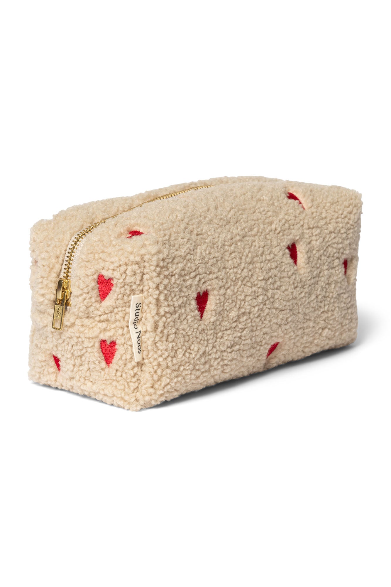 Etui teddy hearts ecru zijkant