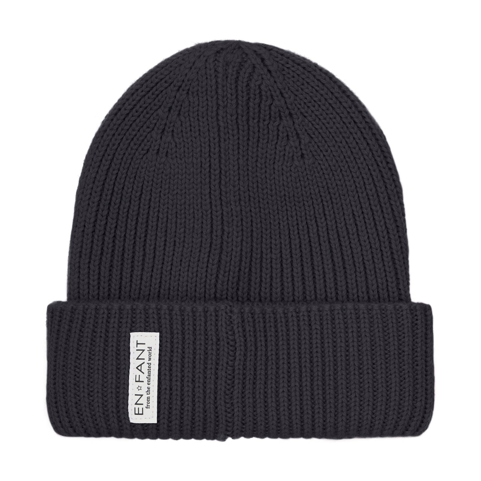 Beanie wol gevoerd ebony grijs enfant