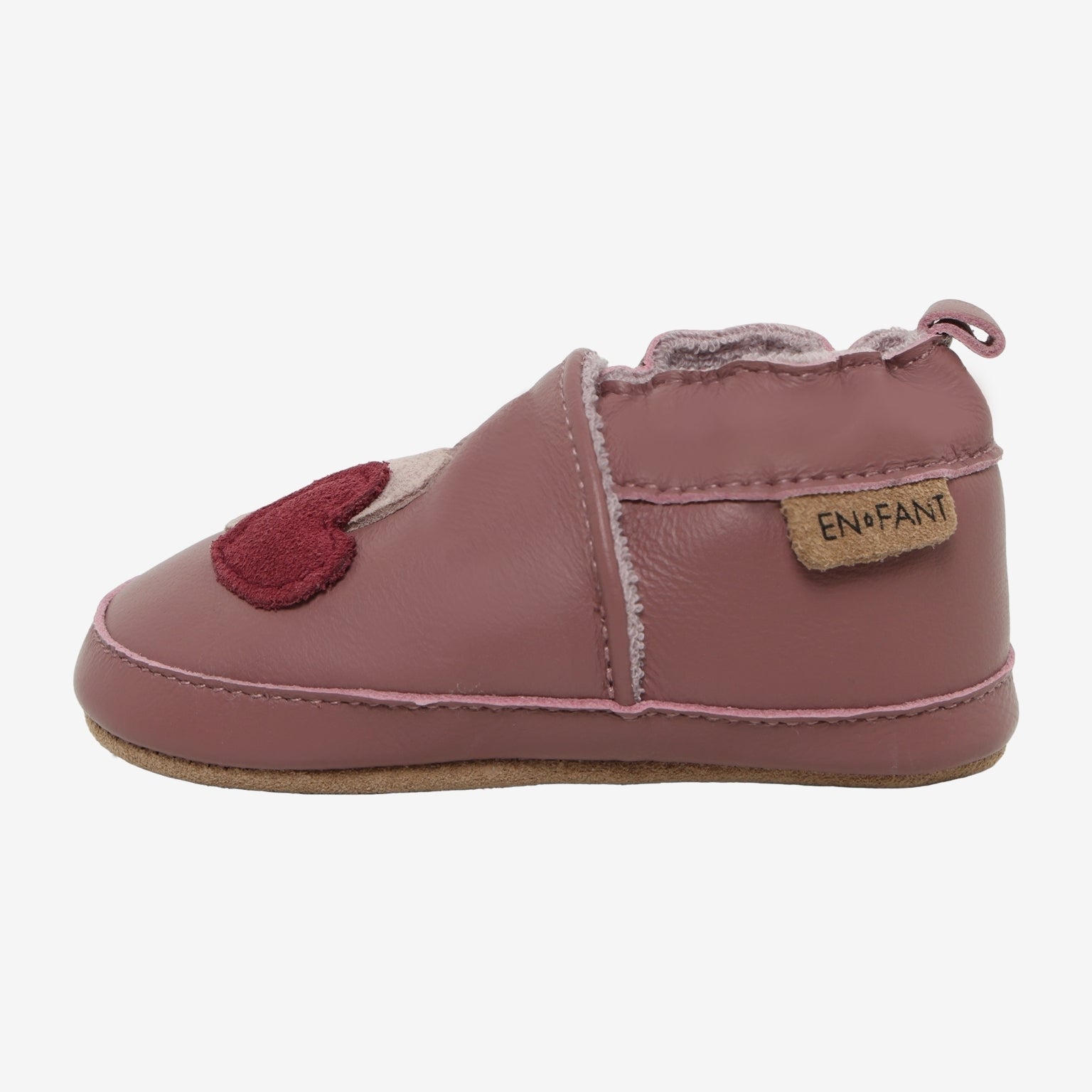 Enfant babyslof leer hartjes zijkant enkel