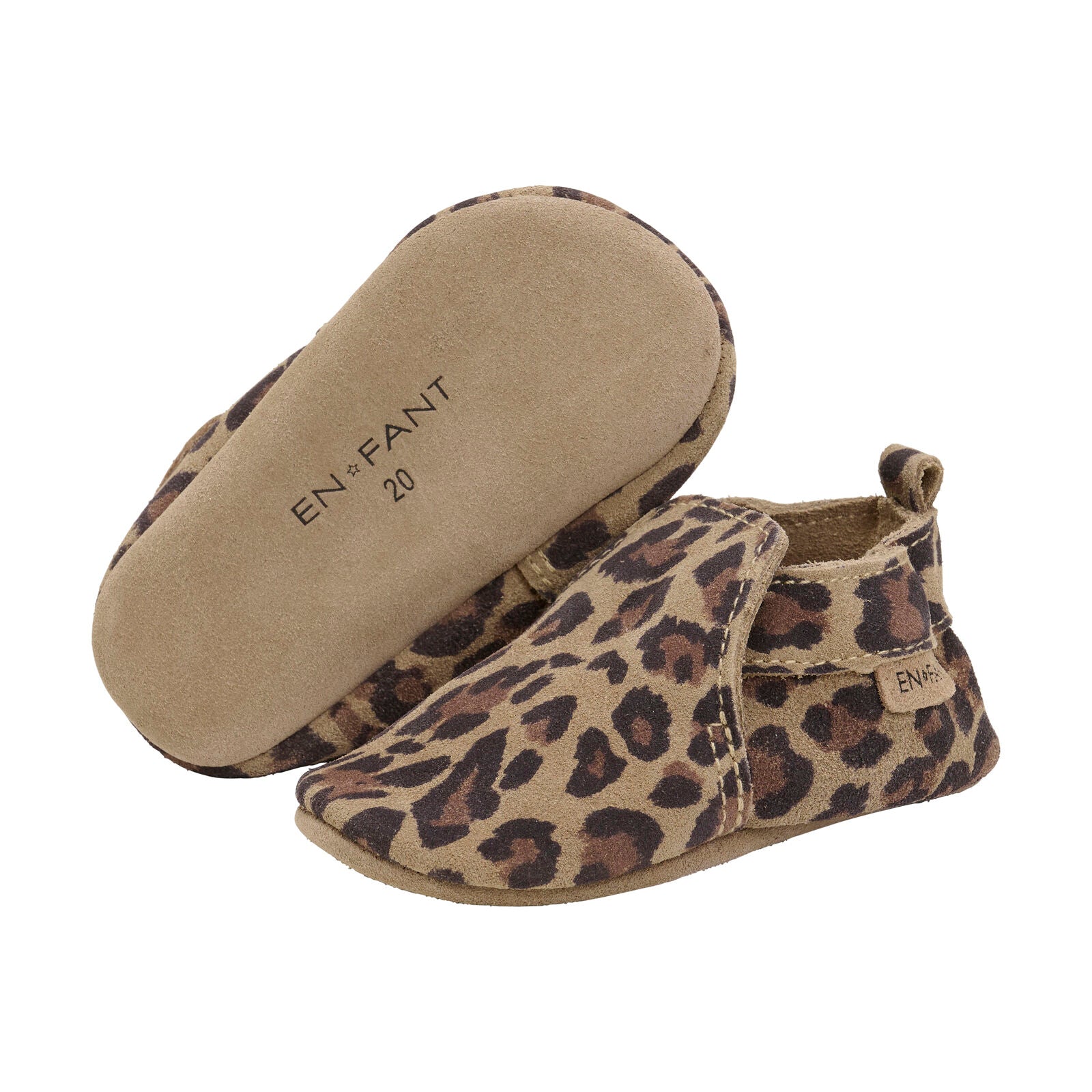 Babyslof suede leopard
