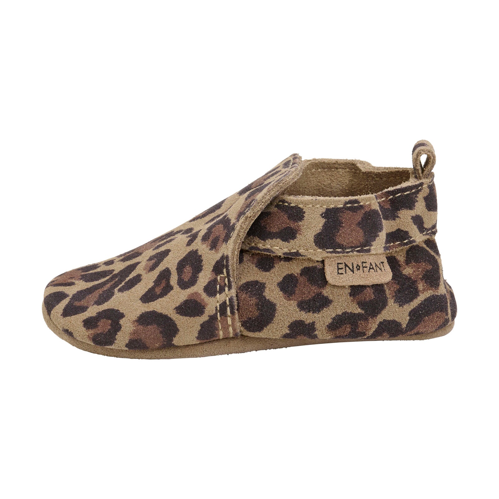 Babyslof suede leopard
