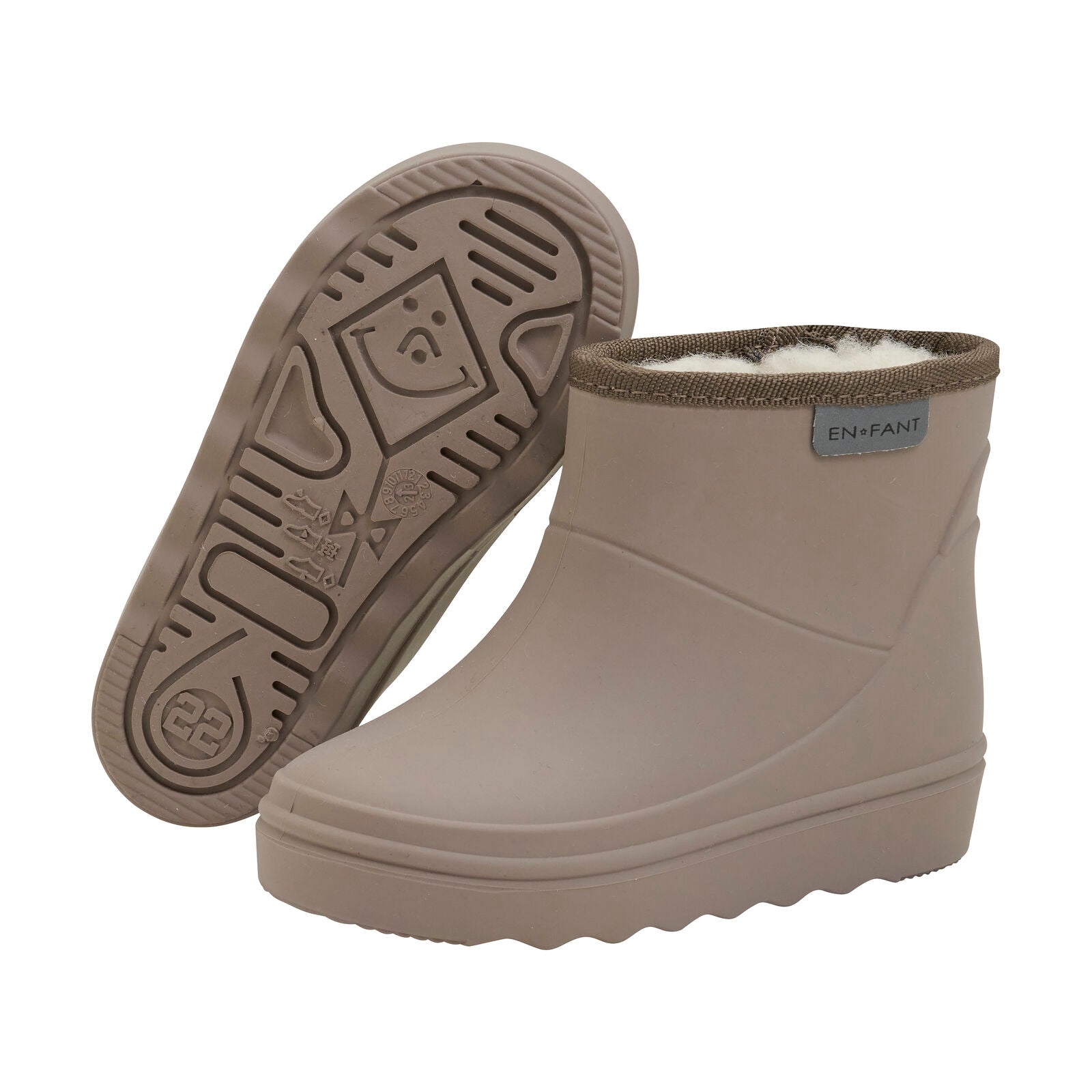 Thermoboots pine bark short Enfant voorzijde en onderkant boot.