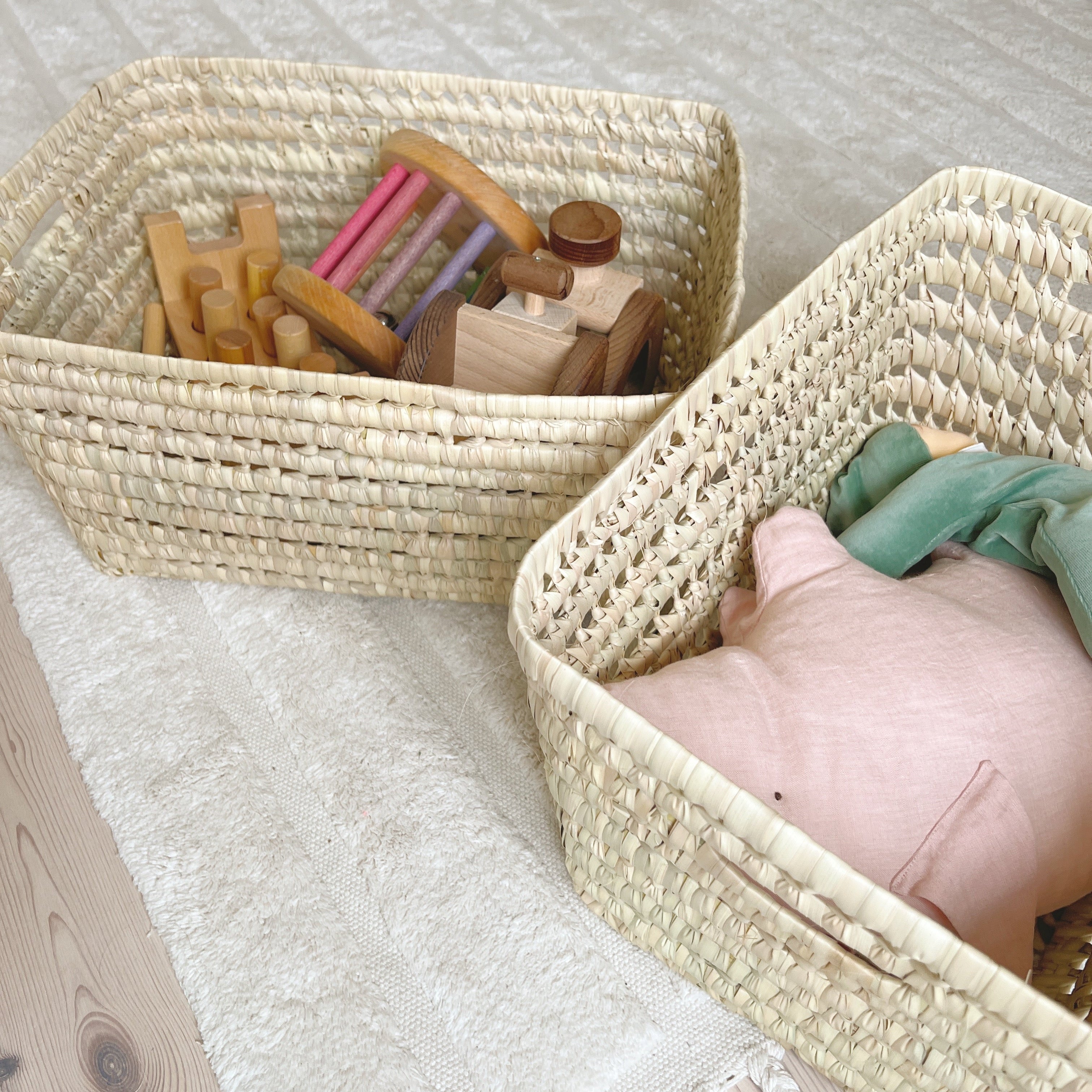 Handgevlochten palmmand middelgroot