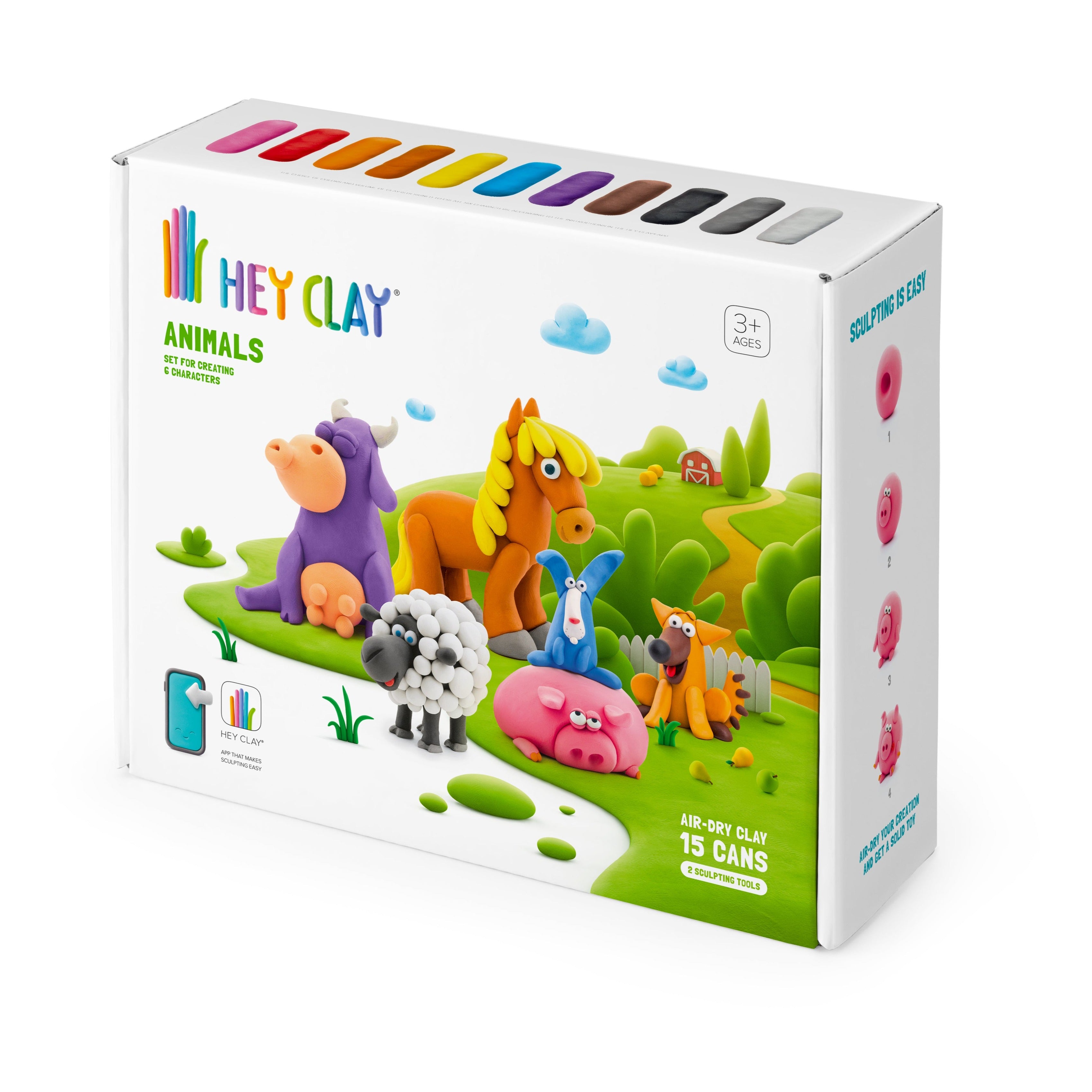 Klein voor kinderen in verschillende potjes en kleuren om mee te knutselen. Deze set bevat dieren om te maken. 